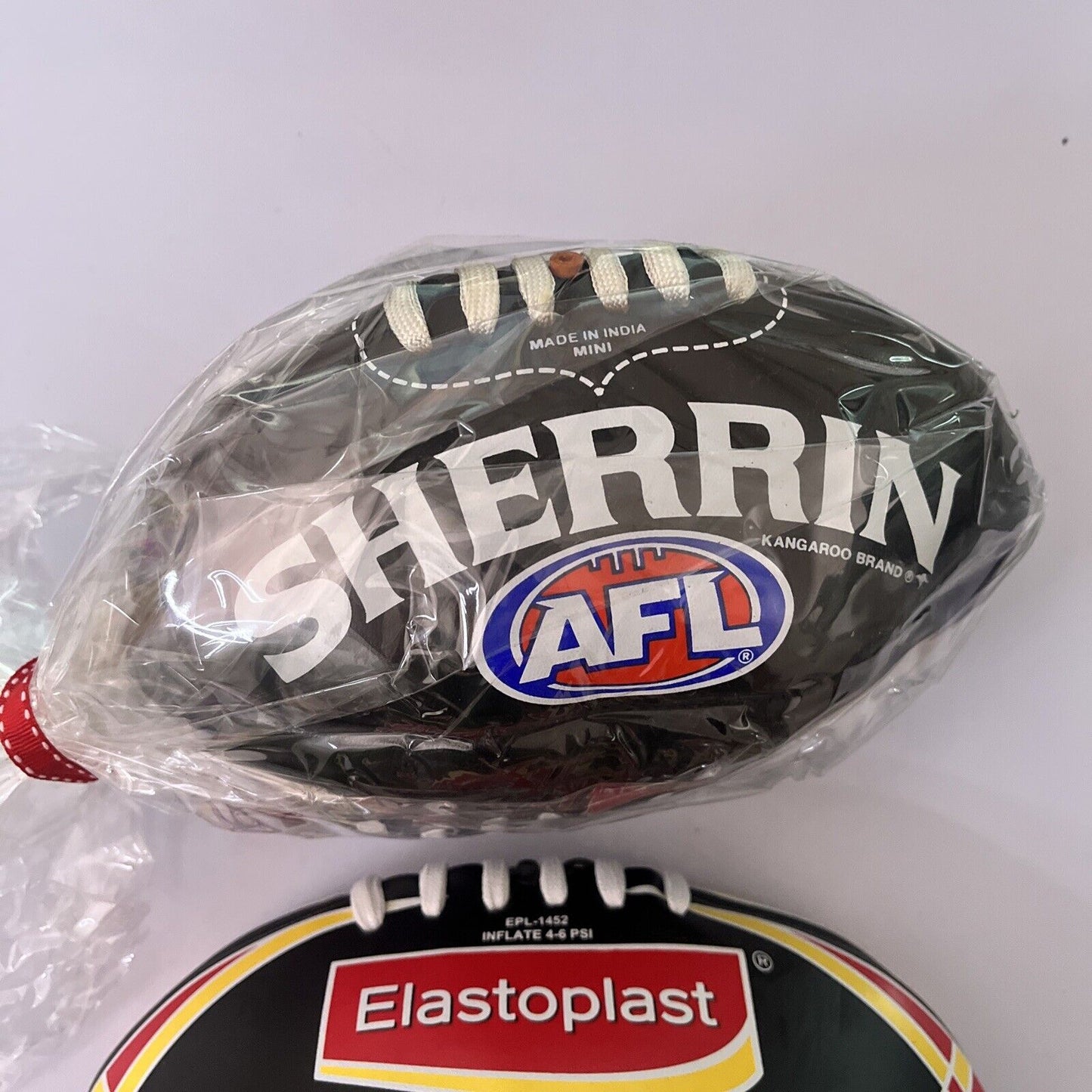 *New* Black Sherrin Grass Surface Mini AFL Football & Elastoplast Mini Football