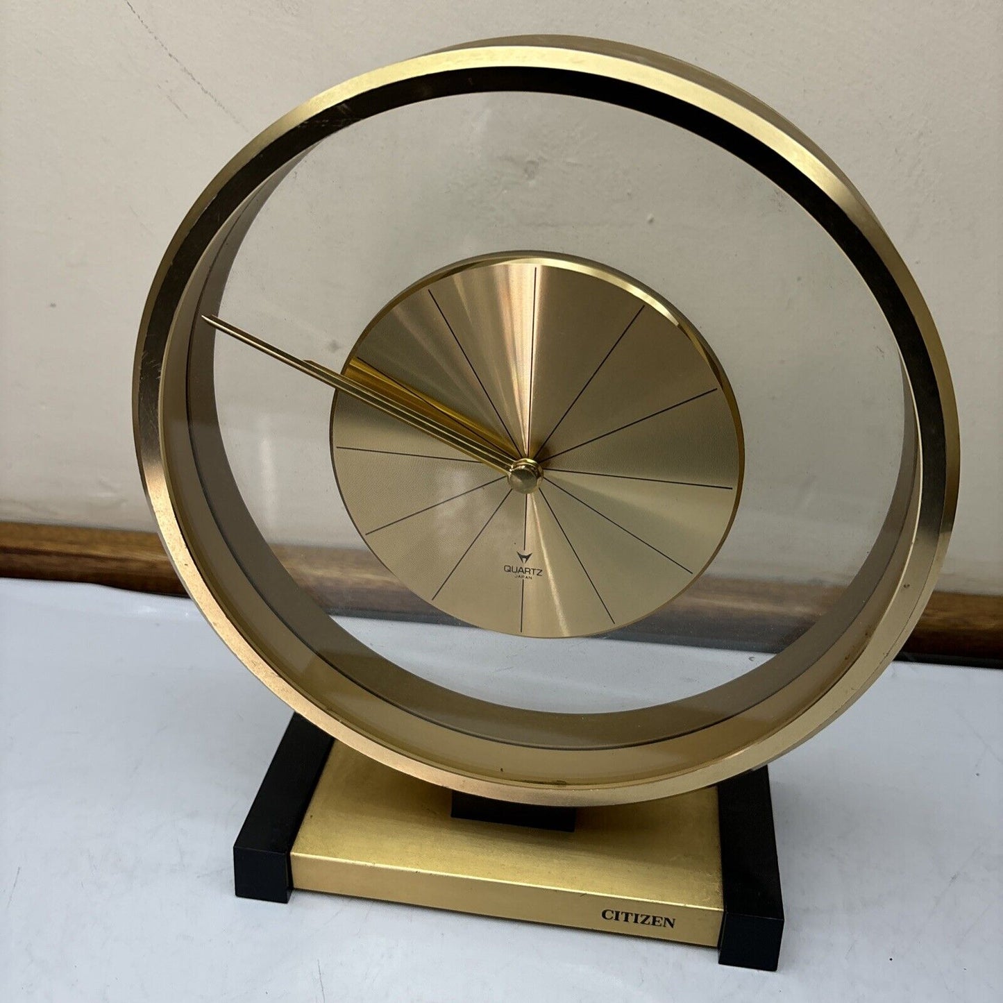 Citizen Quartz Table Glass Clock 4RG624 *Not Working - For Parts Or Repair*