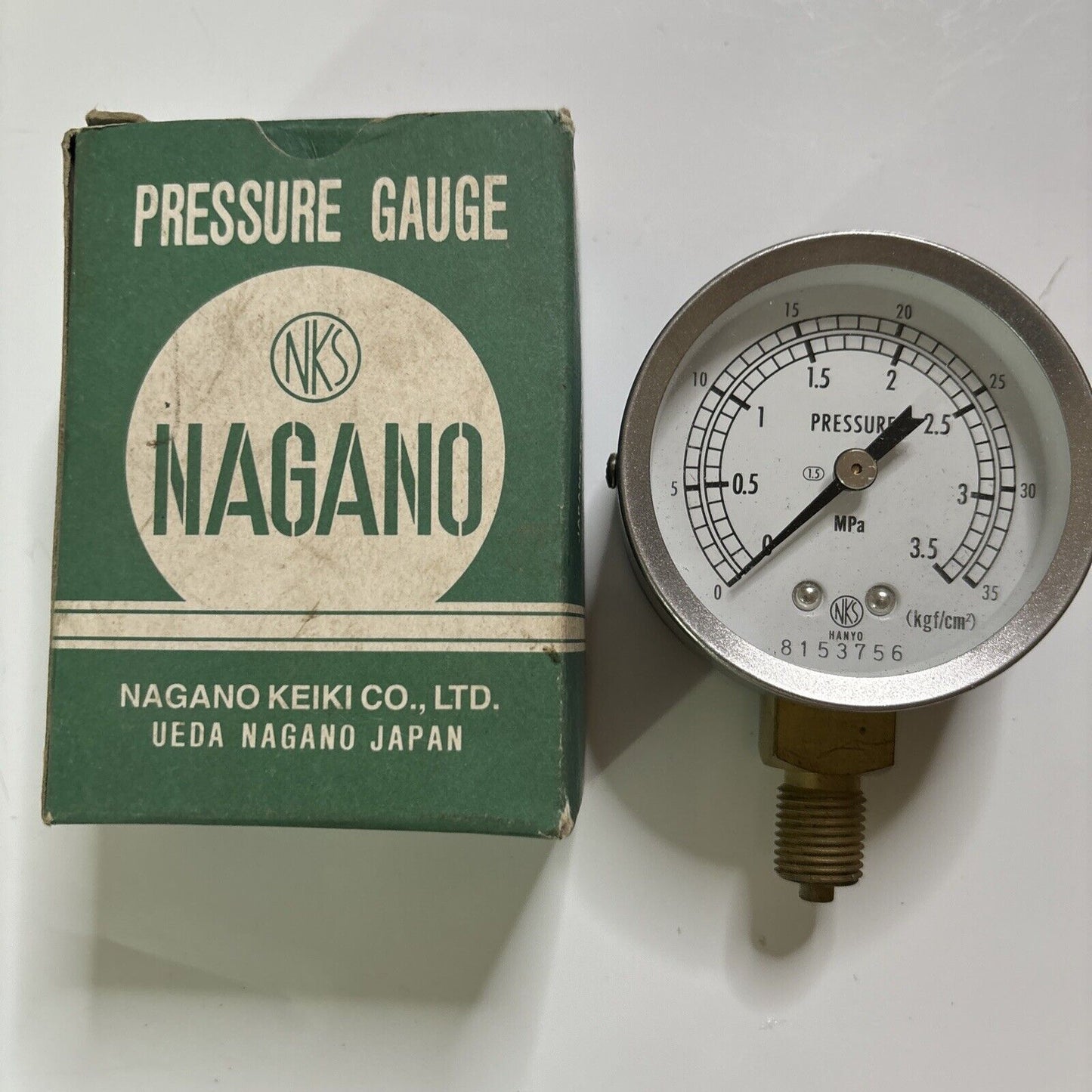 Nagano NKS Pressure Gauge 8153756 Made In Japan