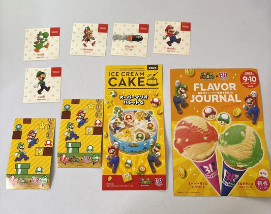 Super Mario Stickers And Baskin Robbins Promo Flyers