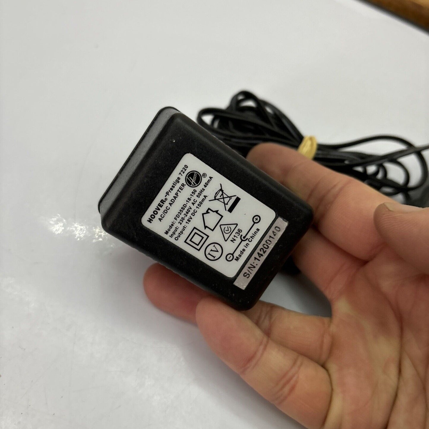 Hoover Prestige 7220 Charger Base & AC Adapter 18V 150mA