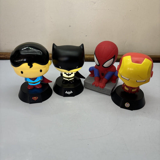 4x Iron Man, Superman, Batman, Spiderman Nightlight Paladone  5" Figure Moose