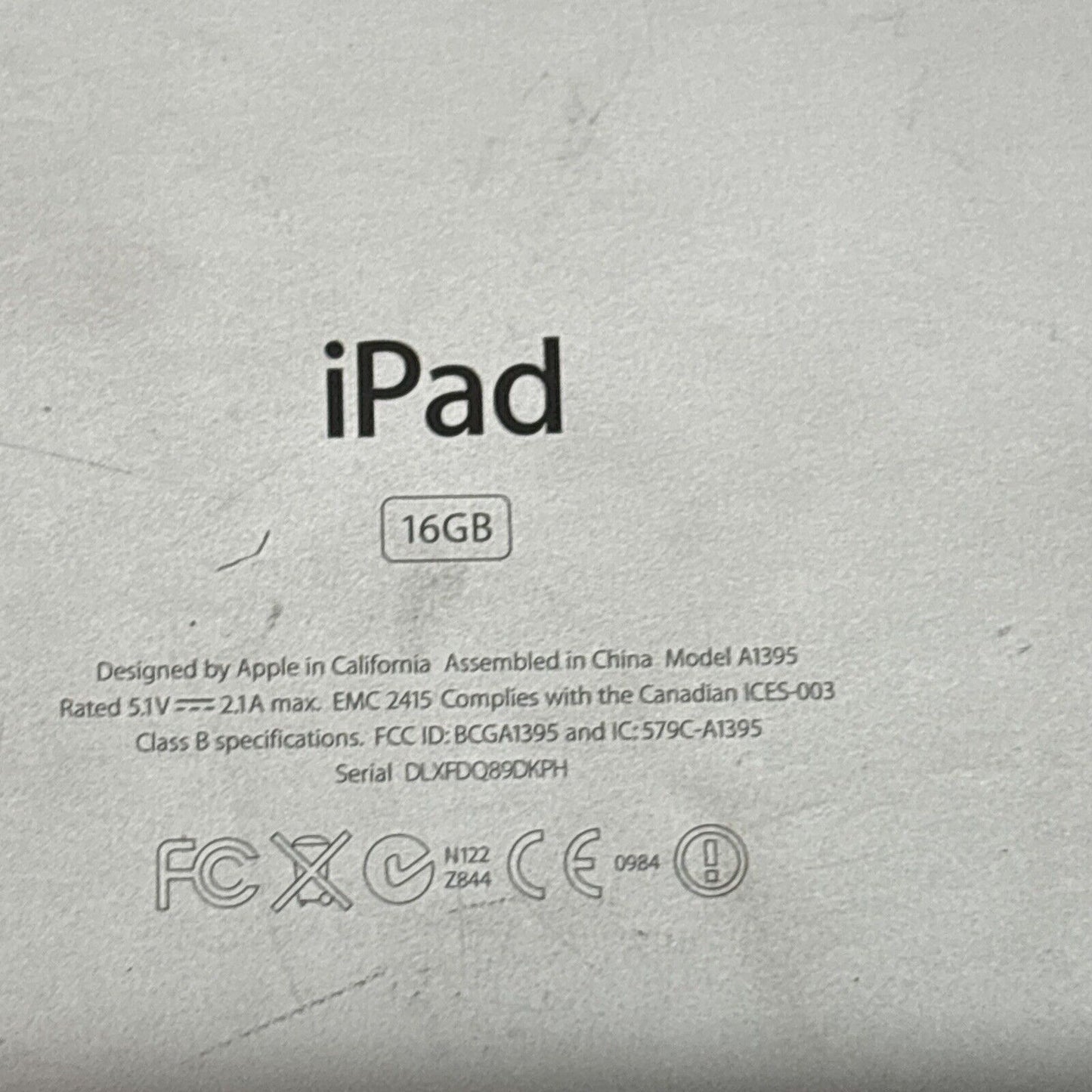 Apple iPad 2 16gb A1395 *Locked - for parts or repair*