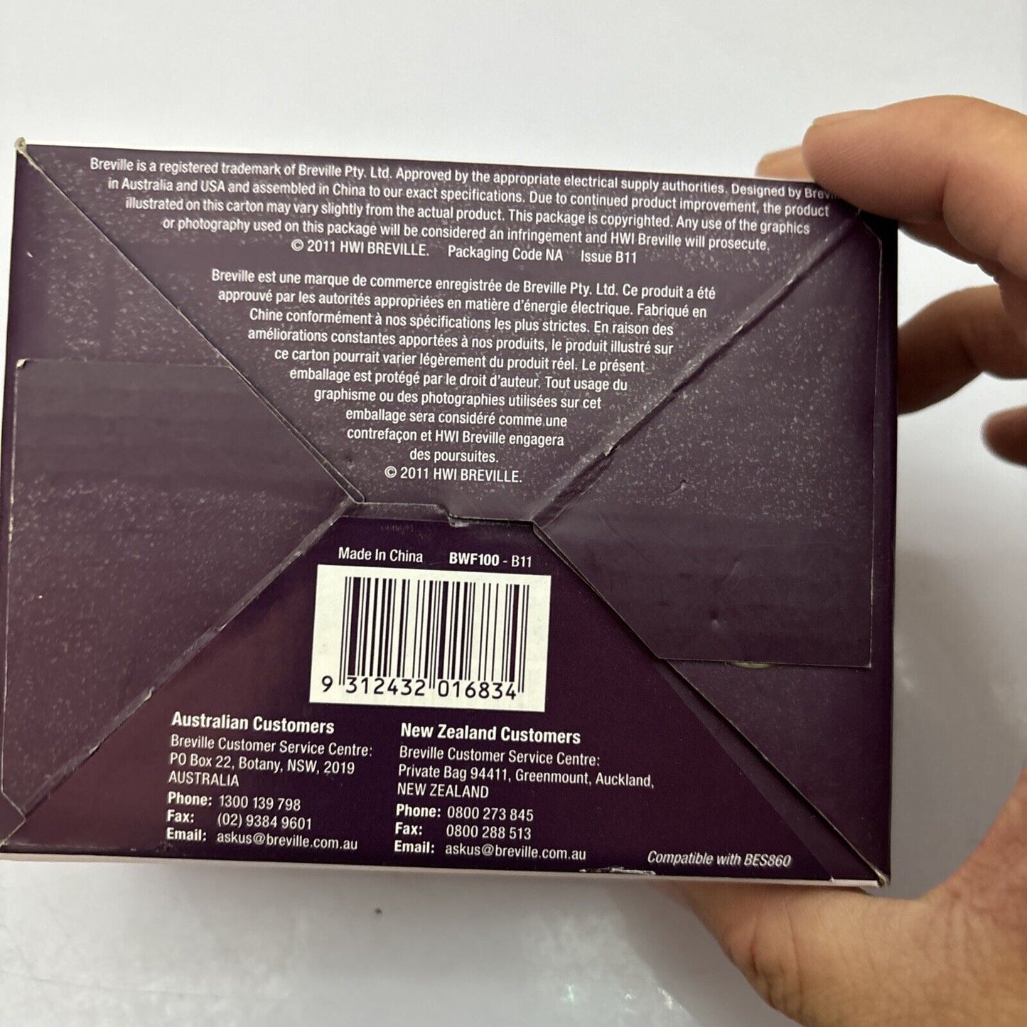 Breville Charcoal Water Filters for Espresso Machines - Pack of 6 Filters BWF100