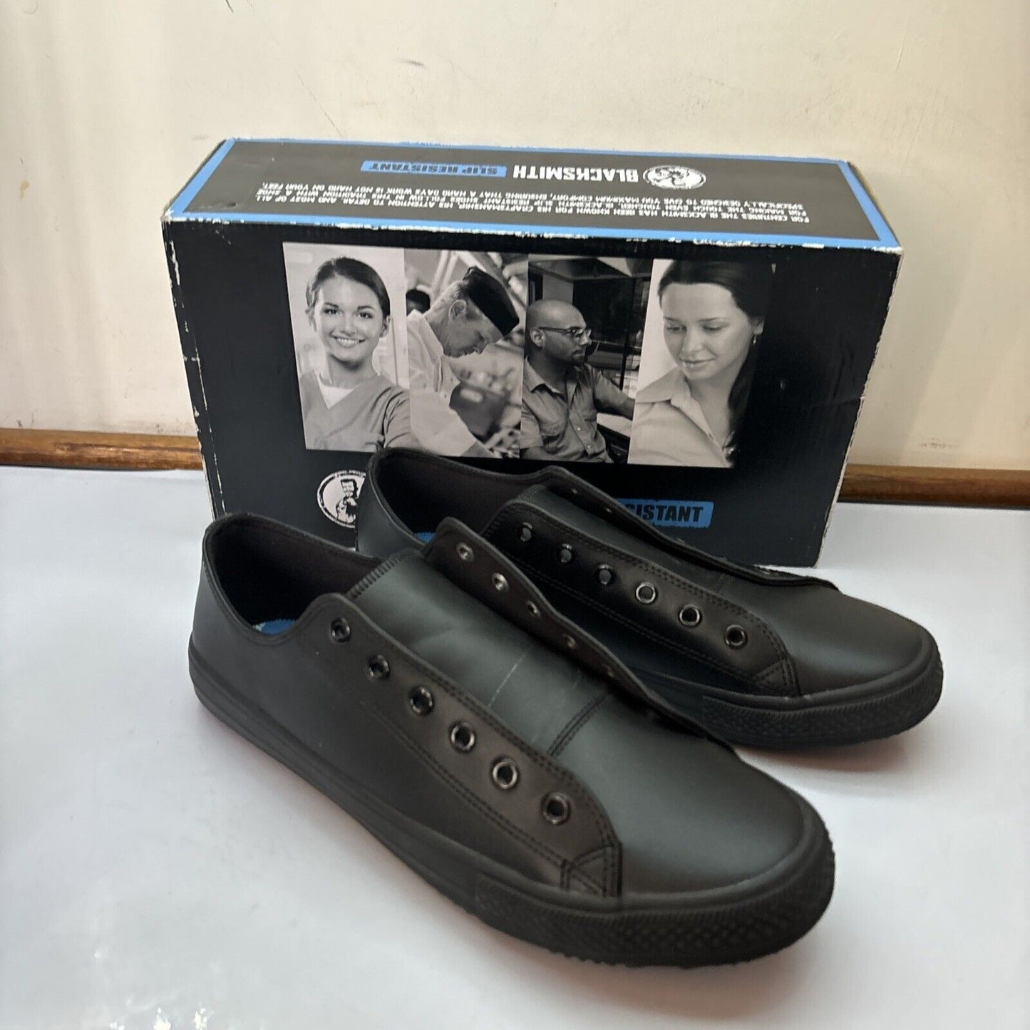 Blacksmith Work Shoes Unisex Leather Slip Resistant Black UK9 Malibu