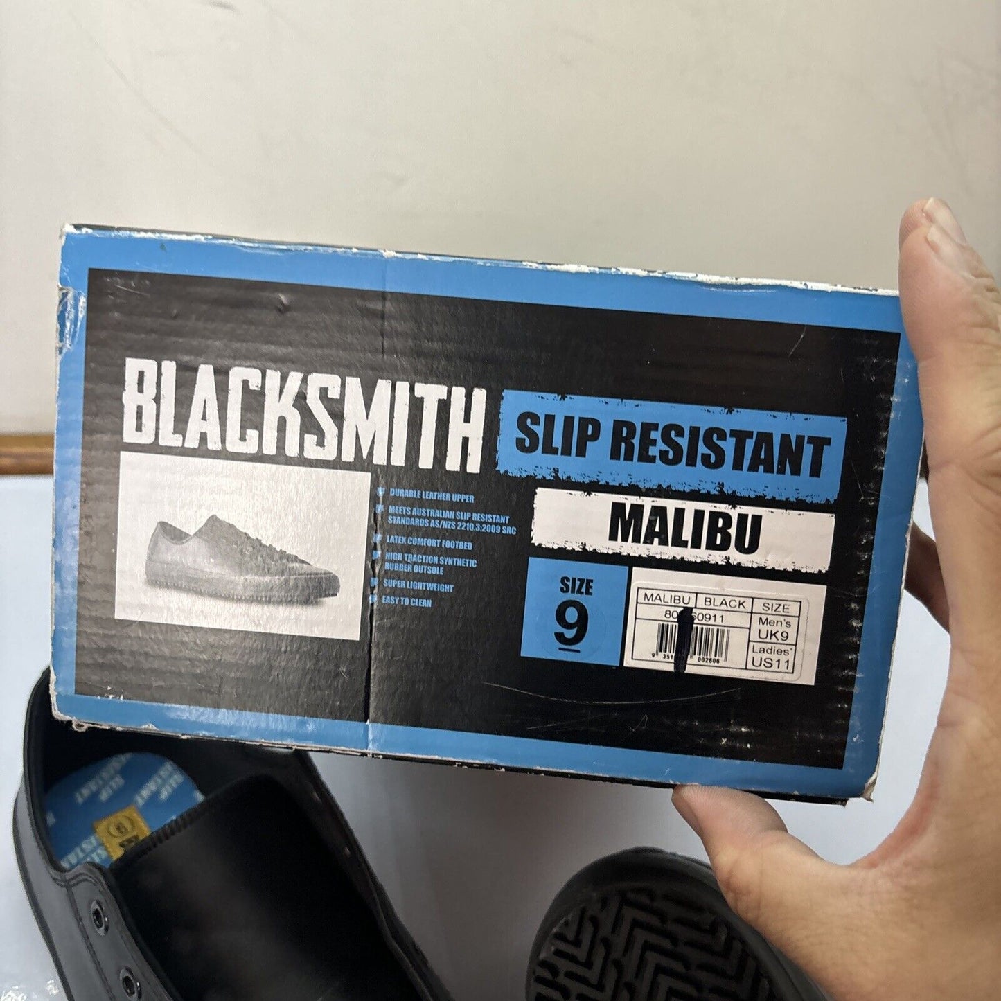 Blacksmith Work Shoes Unisex Leather Slip Resistant Black UK9 Malibu