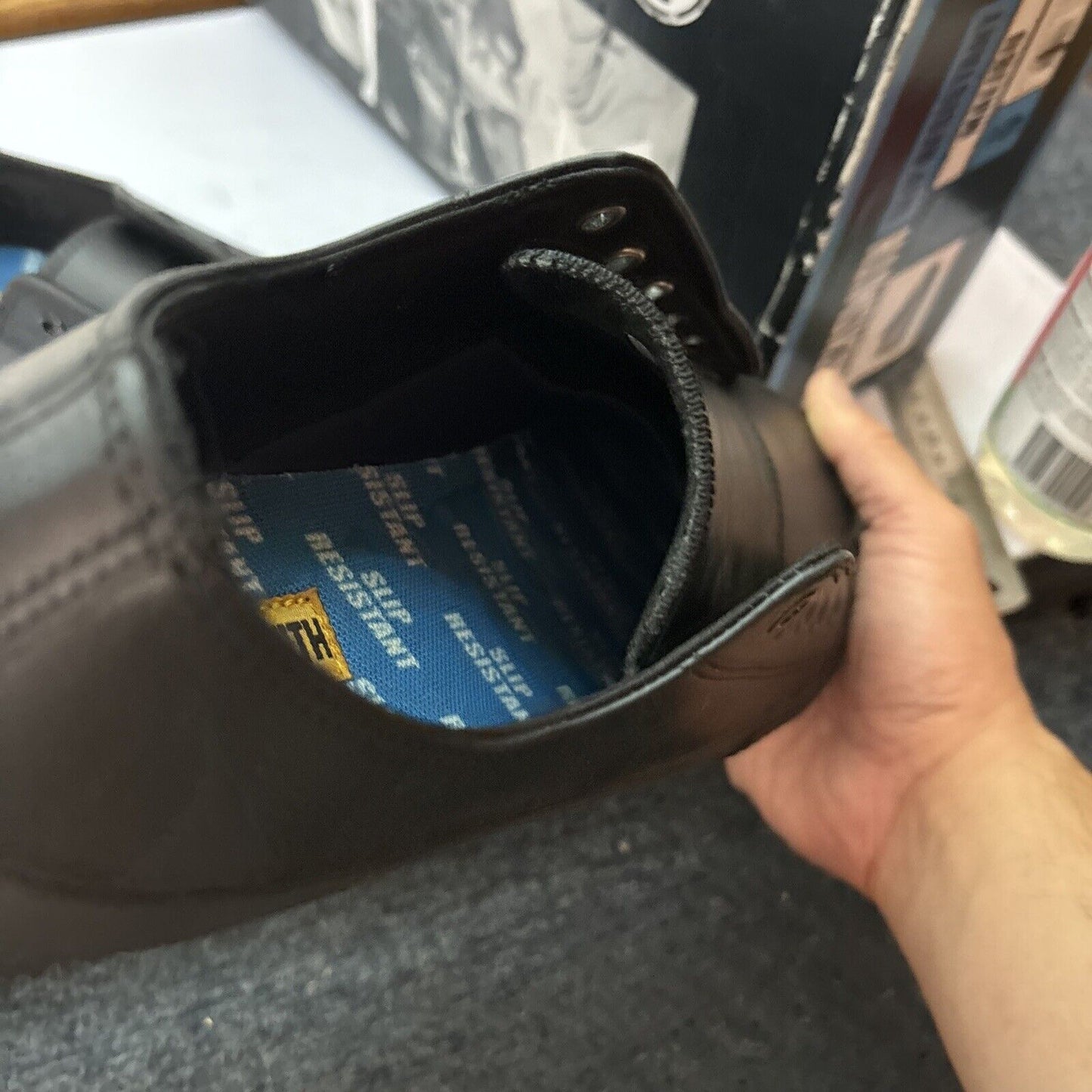 Blacksmith Work Shoes Unisex Leather Slip Resistant Black UK9 Malibu