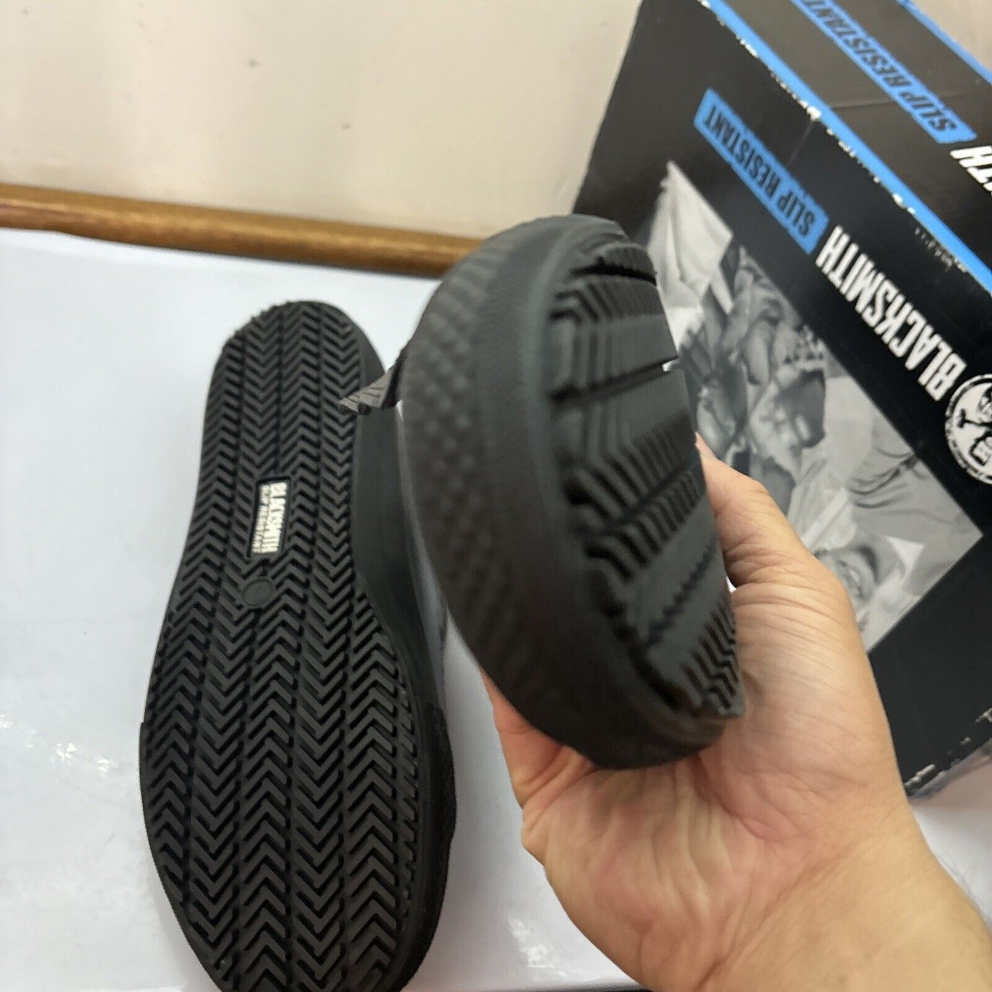 Blacksmith Work Shoes Unisex Leather Slip Resistant Black UK9 Malibu