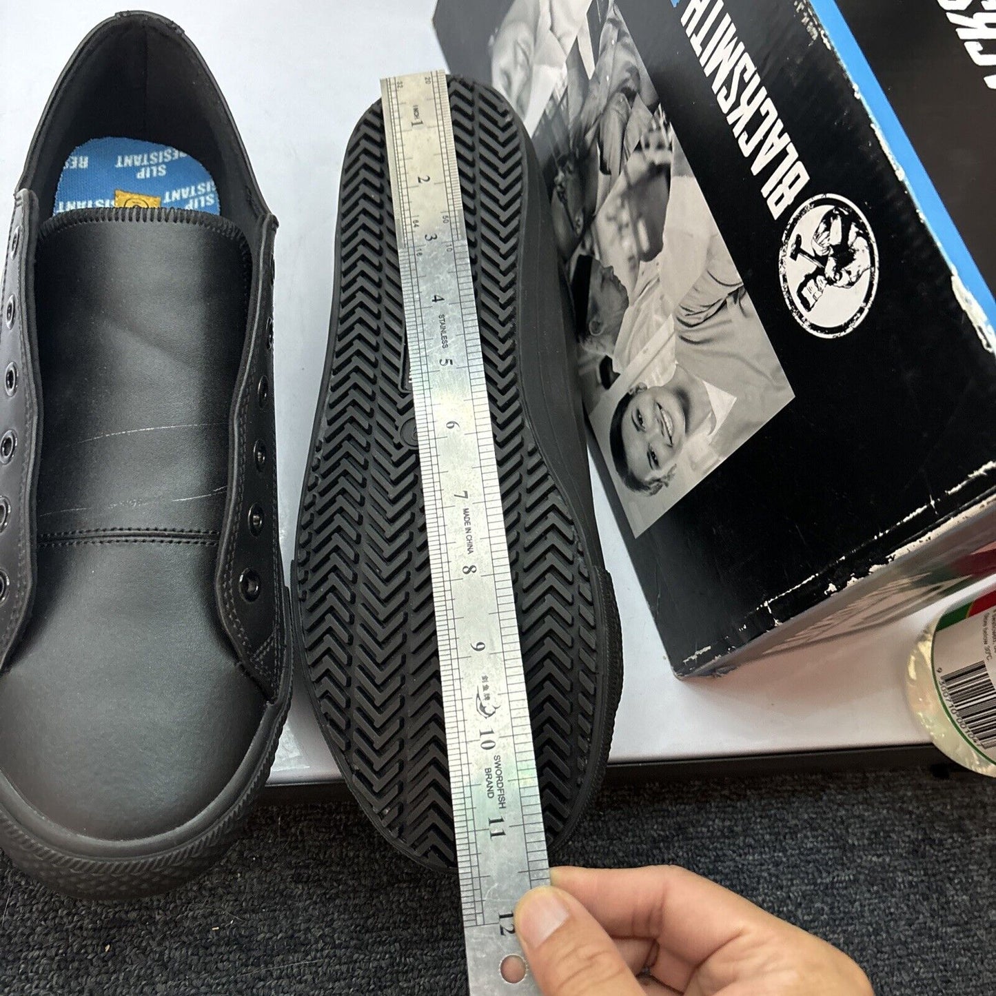 Blacksmith Work Shoes Unisex Leather Slip Resistant Black UK9 Malibu