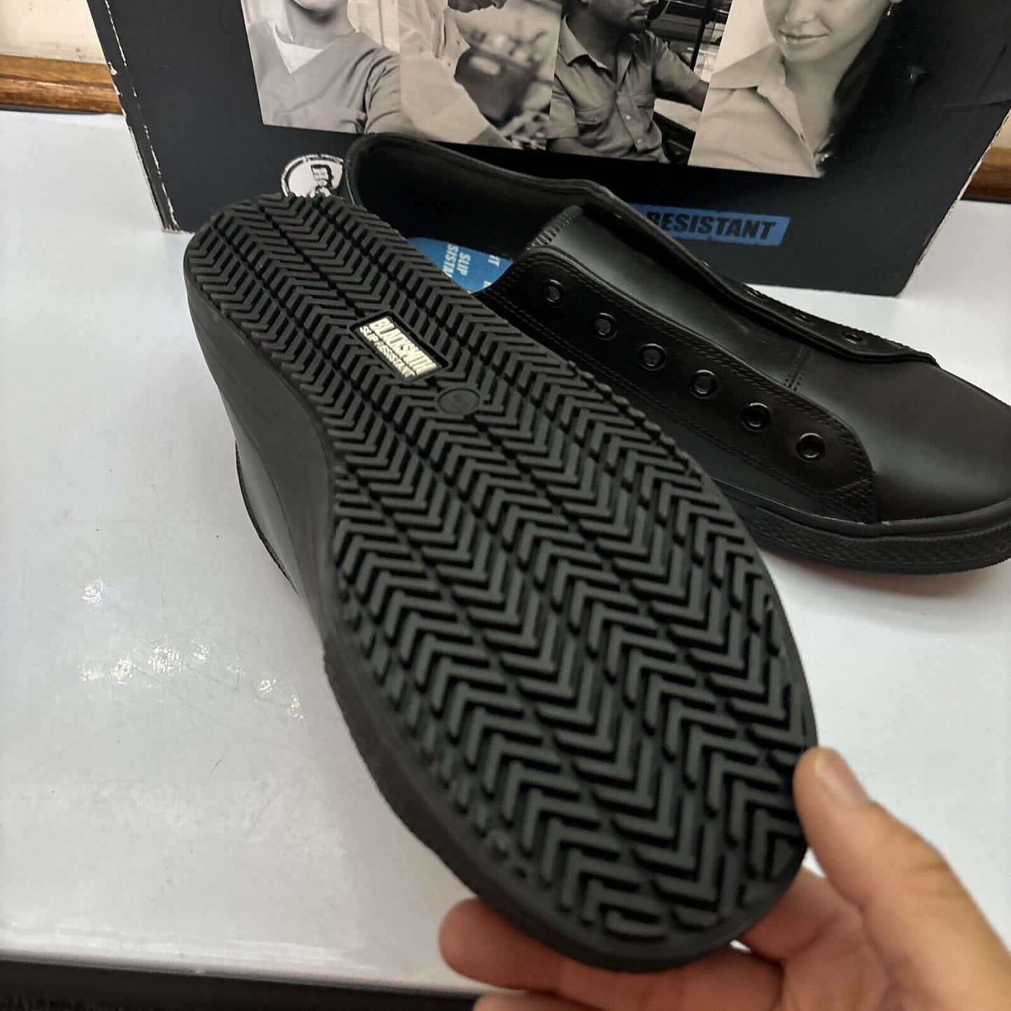 Blacksmith Work Shoes Unisex Leather Slip Resistant Black UK9 Malibu