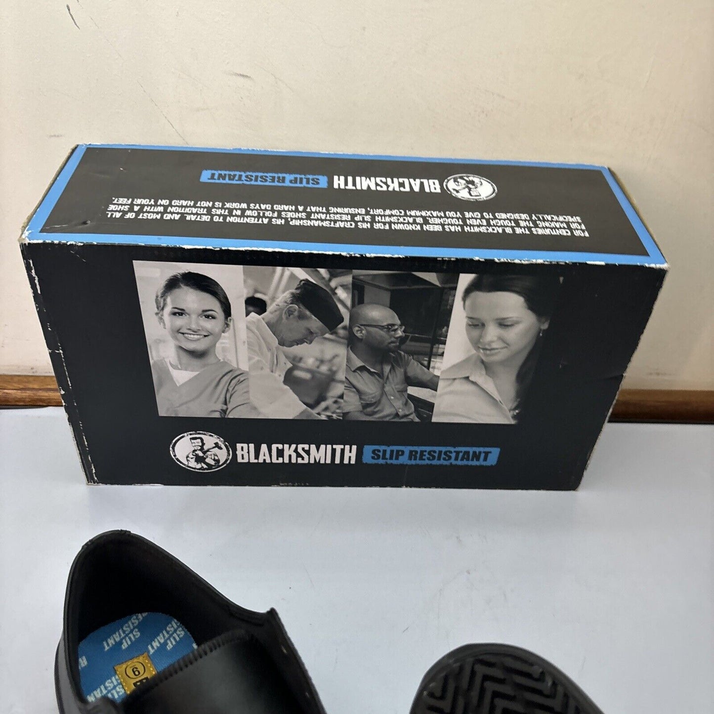 Blacksmith Work Shoes Unisex Leather Slip Resistant Black UK9 Malibu