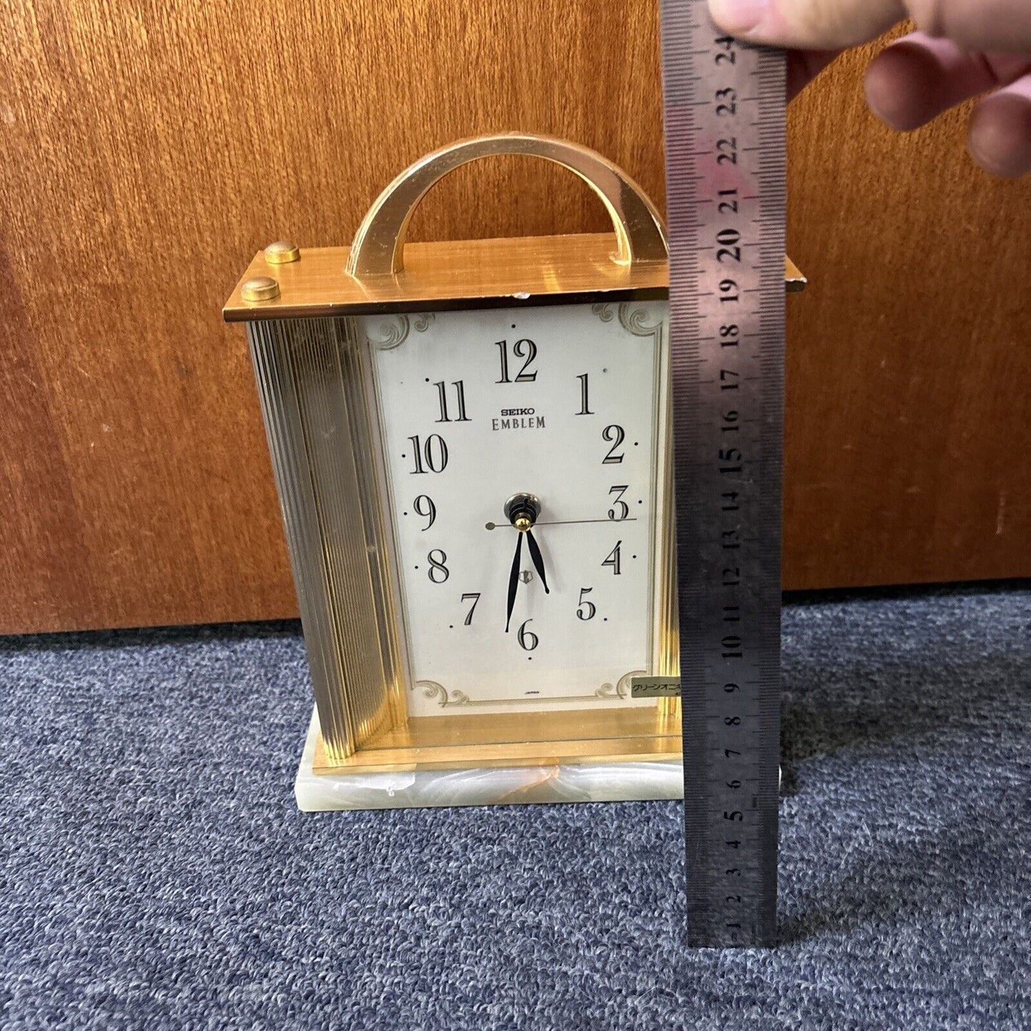 Seiko Emblem Marble Table Clock HW446G