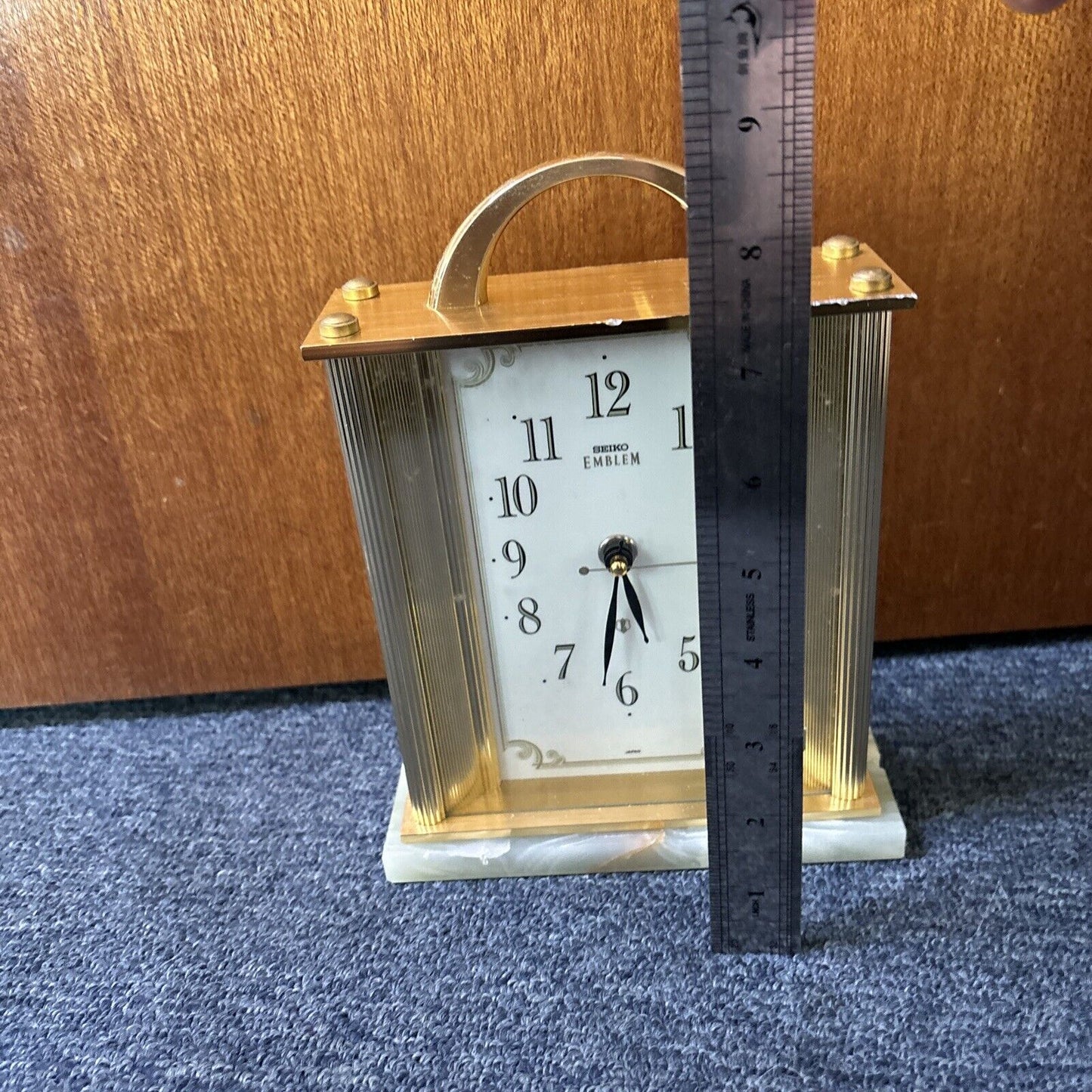 Seiko Emblem Marble Table Clock HW446G