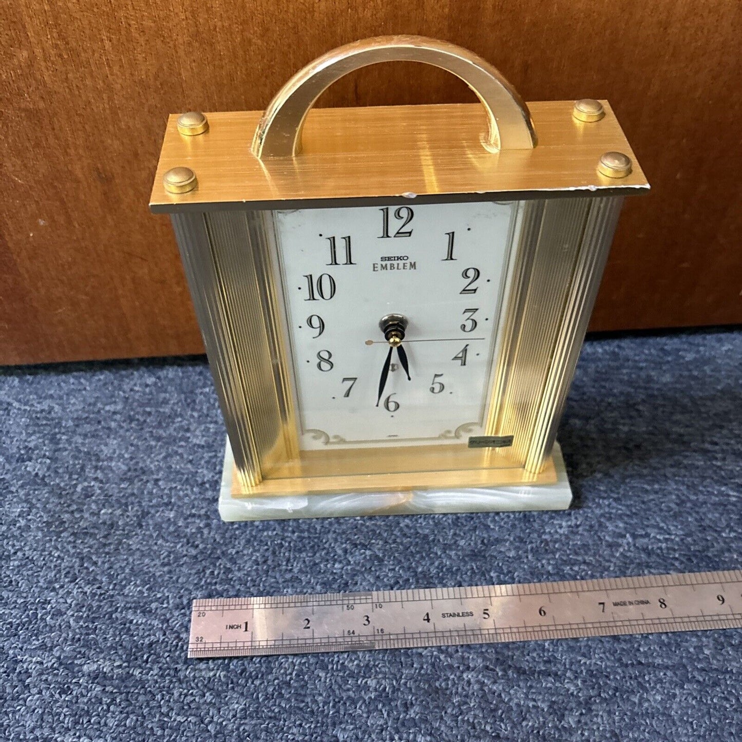 Seiko Emblem Marble Table Clock HW446G