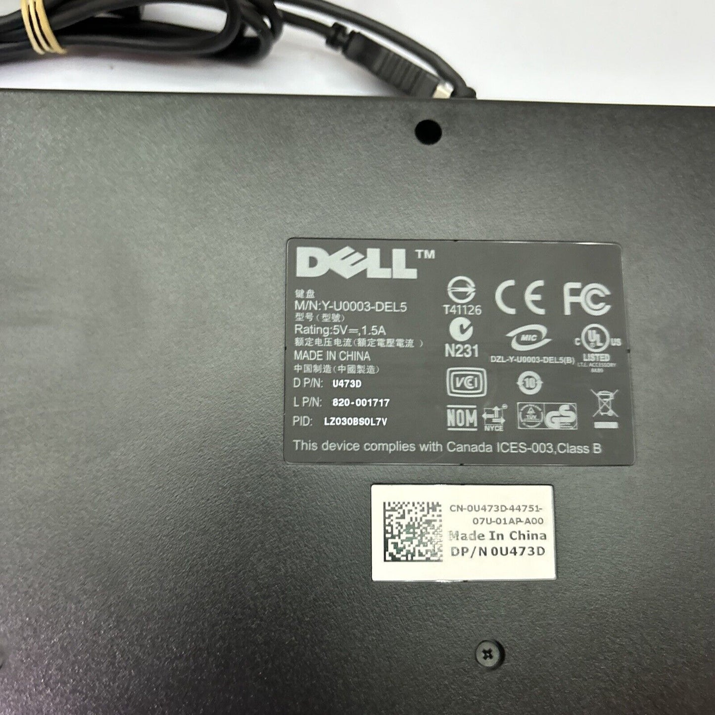 Dell USB Keyboard & Mouse Y-U0003-DEL5 & Mouse M-UAV-DEL8