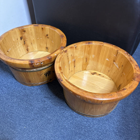 2x Large Wooden Buckets That Can Hold Water Or For Plants