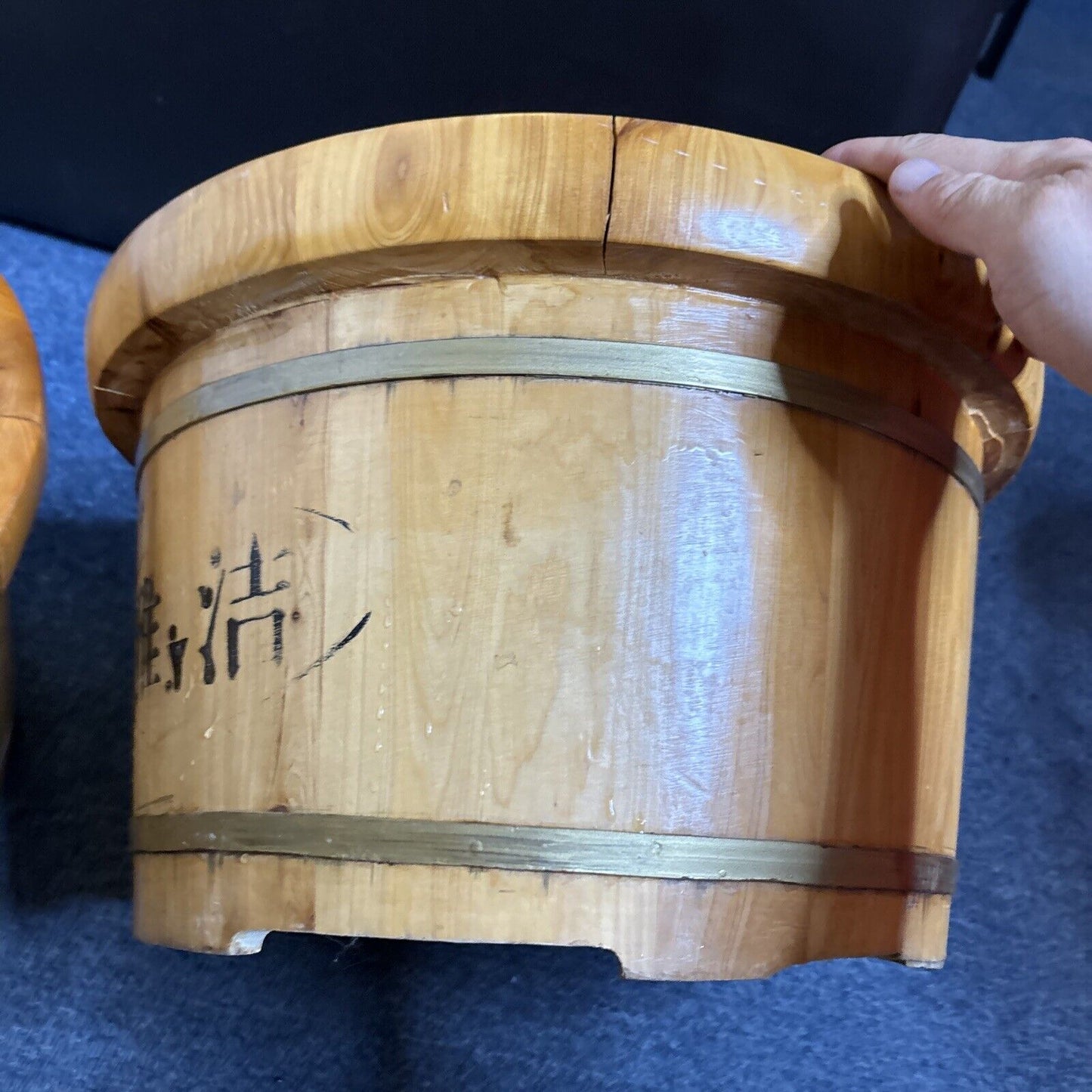 2x Large Wooden Buckets That Can Hold Water Or For Plants