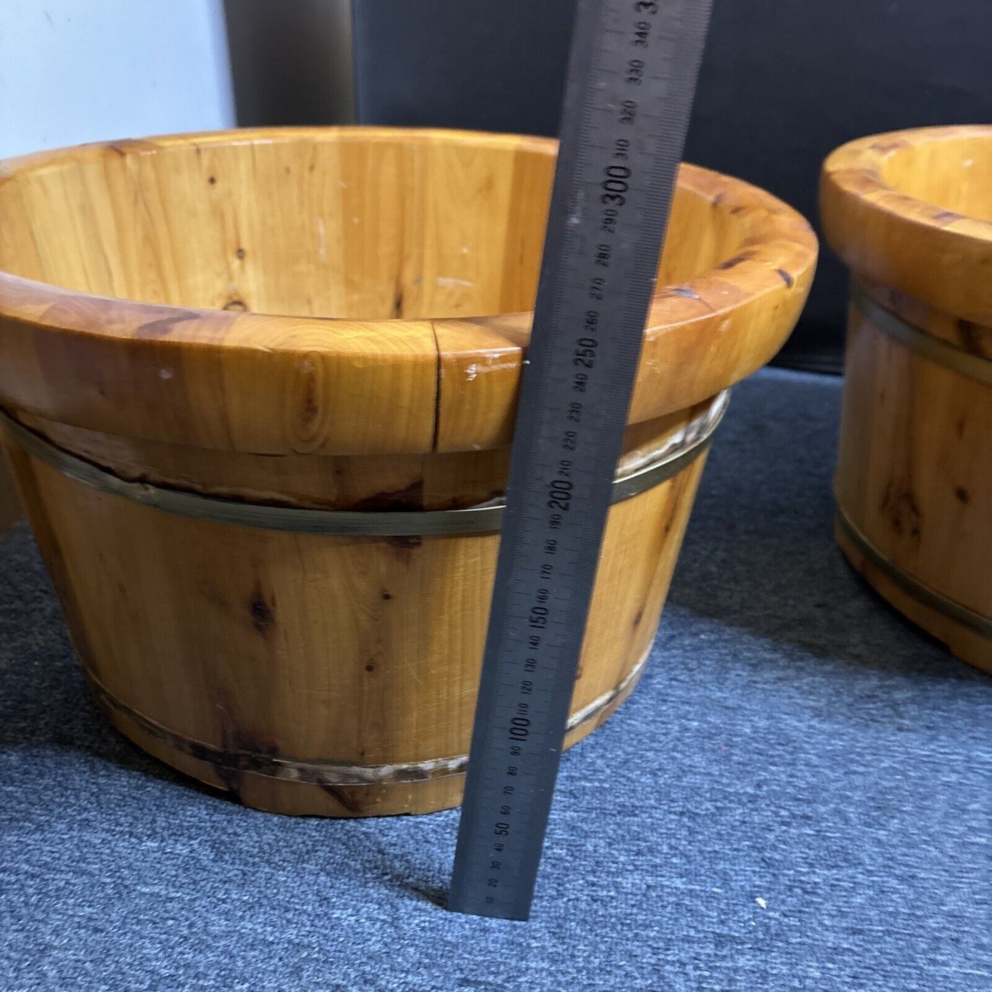 2x Large Wooden Buckets That Can Hold Water Or For Plants