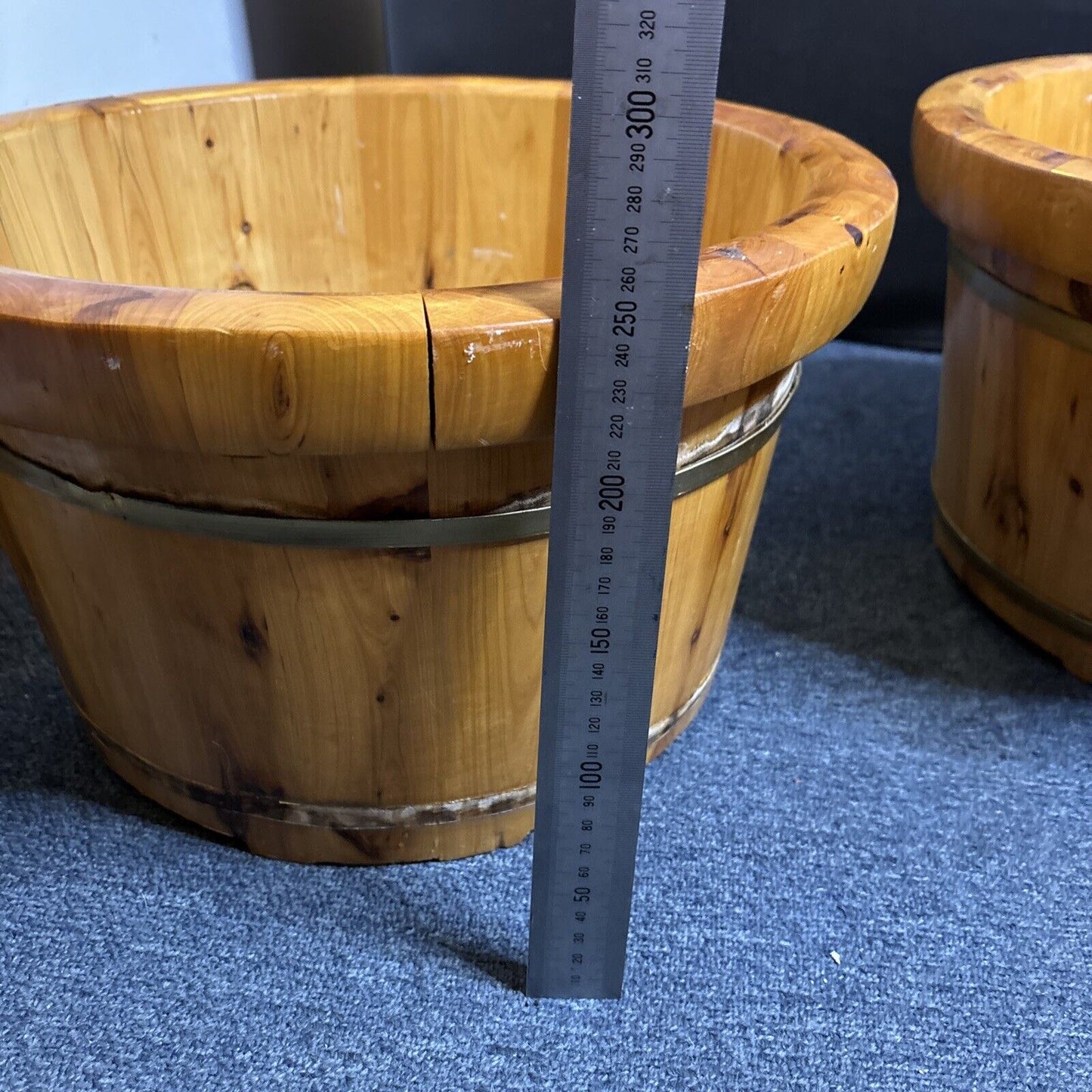 2x Large Wooden Buckets That Can Hold Water Or For Plants