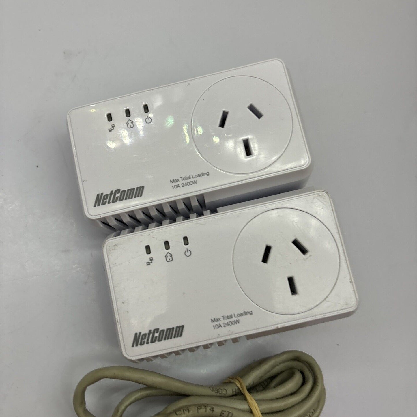 2x NetComm NP204 Powerline Adapter With AC Passthrough