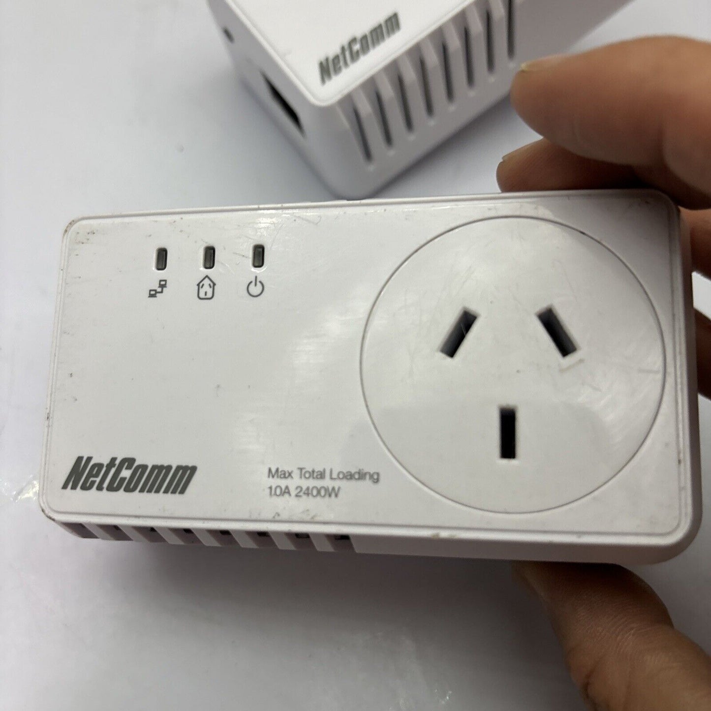 2x NetComm NP204 Powerline Adapter With AC Passthrough