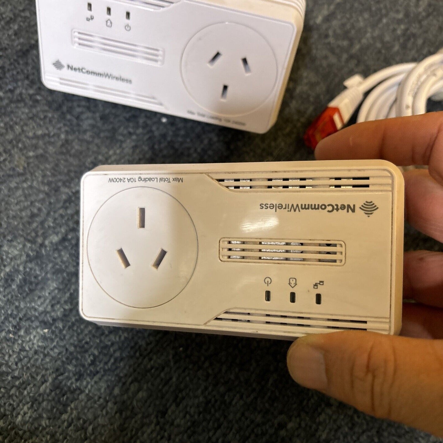 2x NetComm Wireless NP205 Powerline Adapters With AC Pass-Through