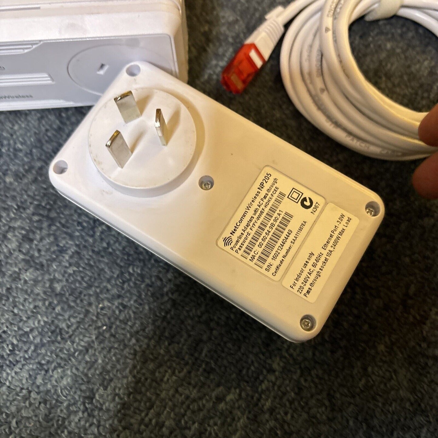 2x NetComm Wireless NP205 Powerline Adapters With AC Pass-Through