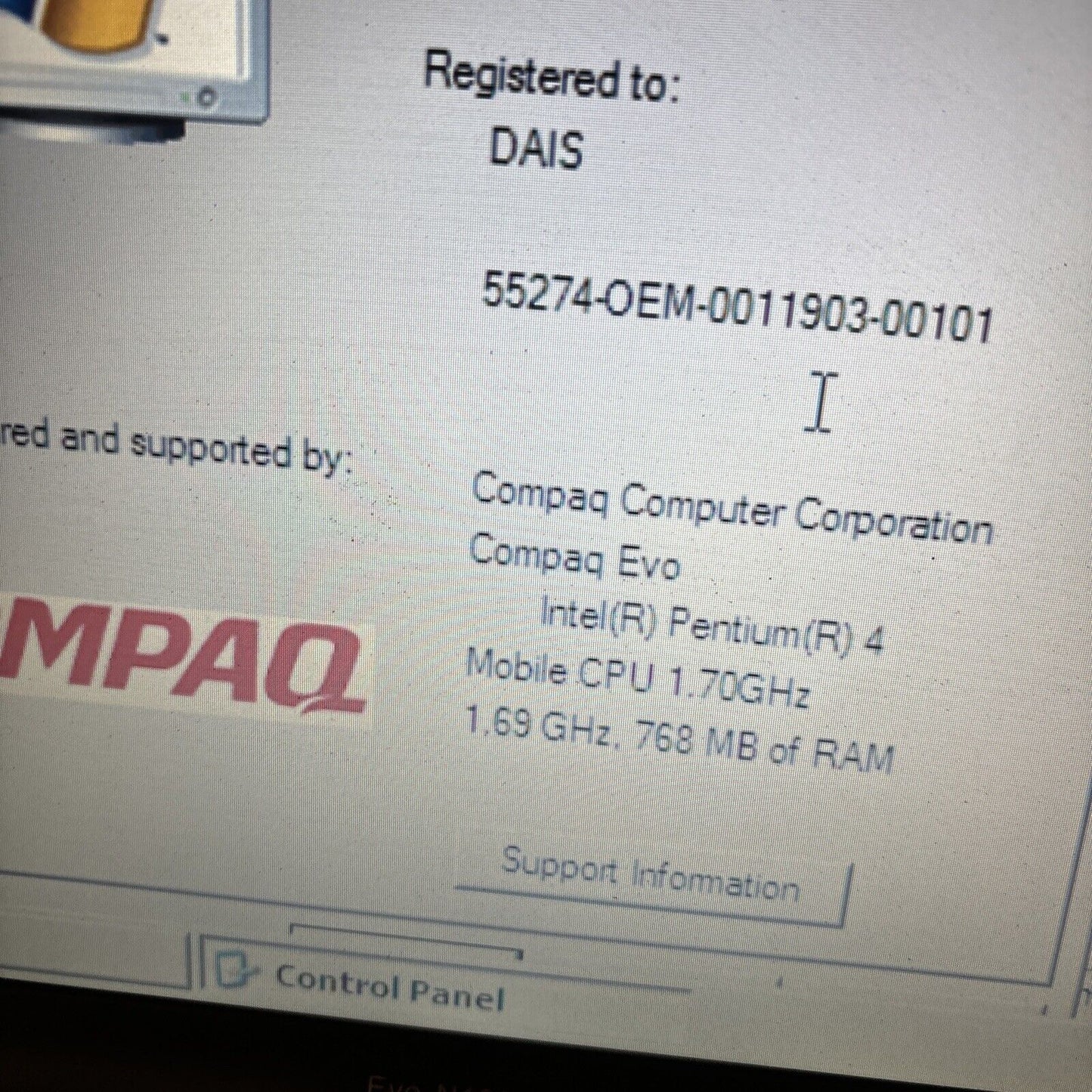 Compaq Evo N1000C 30gb HDD 768mb RAM 3.5" Floppy CD Drive *For Parts Or Repair*