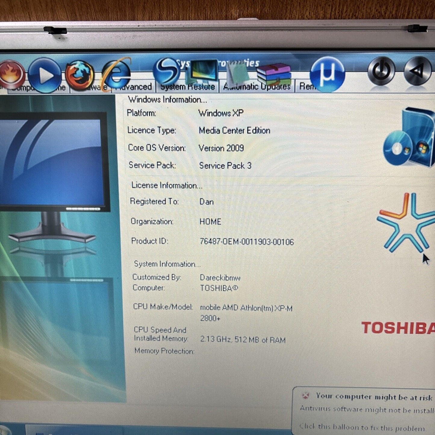 Asus A2500D 512mb RAM 60gb HDD Laptop DVD Drive *Requires Battery Replacement*