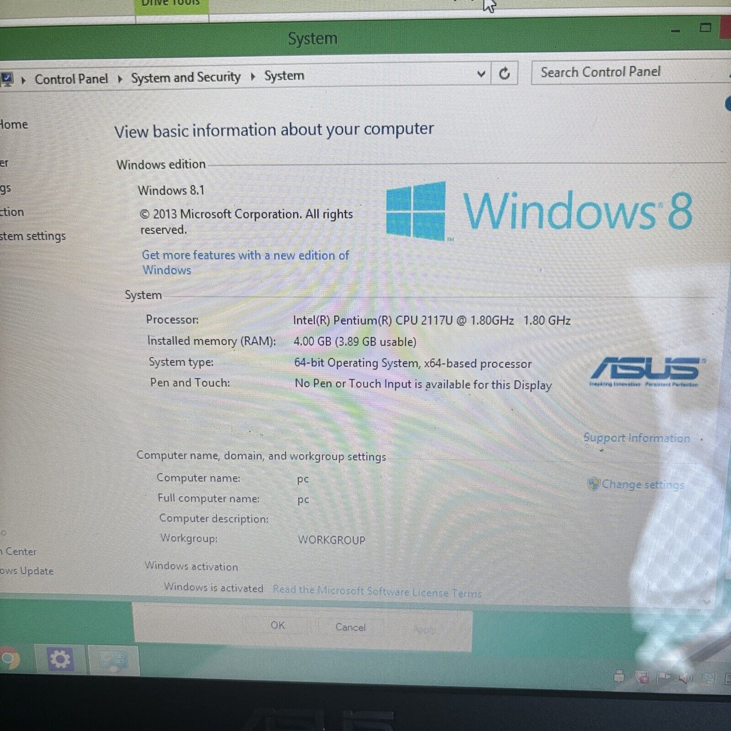ASUS x451C Laptop Intel 2117U 4gb RAM 400gb HDD DVD *Needs Battery Replacement*