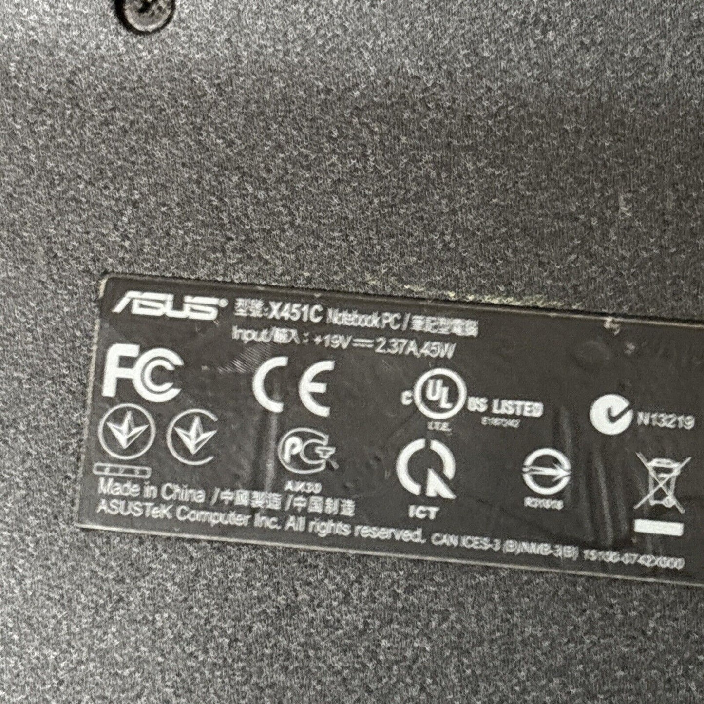 ASUS x451C Laptop Intel 2117U 4gb RAM 400gb HDD DVD *Needs Battery Replacement*