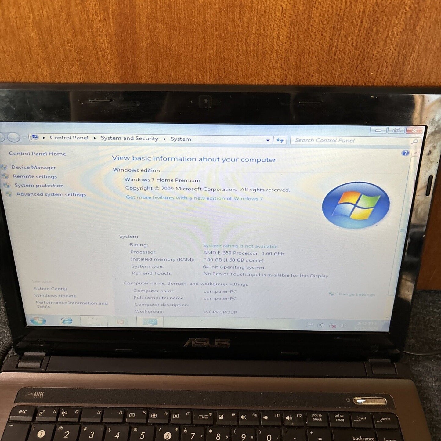 ASUS X43U Notebook AMD E-350 2gb RAM 64GB SSD DVD Drive *No Battery*