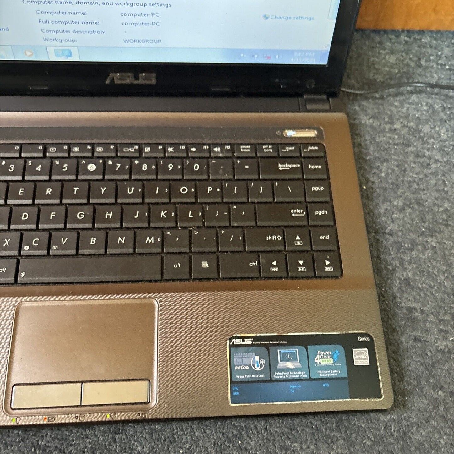 ASUS X43U Notebook AMD E-350 2gb RAM 64GB SSD DVD Drive *No Battery*