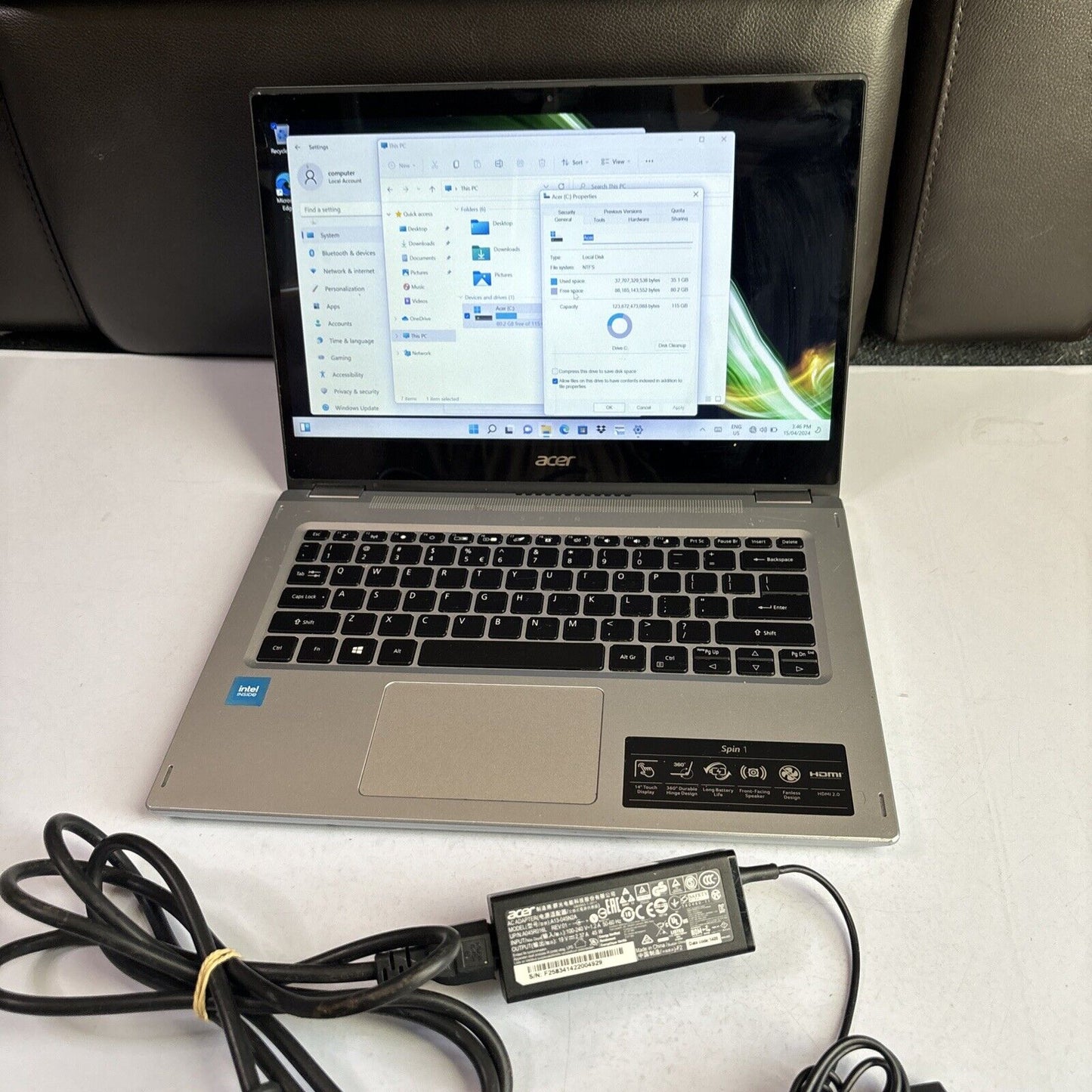 Acer Spin 1 2-in-1 Laptop SP114-31 Intel N4500 4gb RAM 128gb SSD Touchscreen