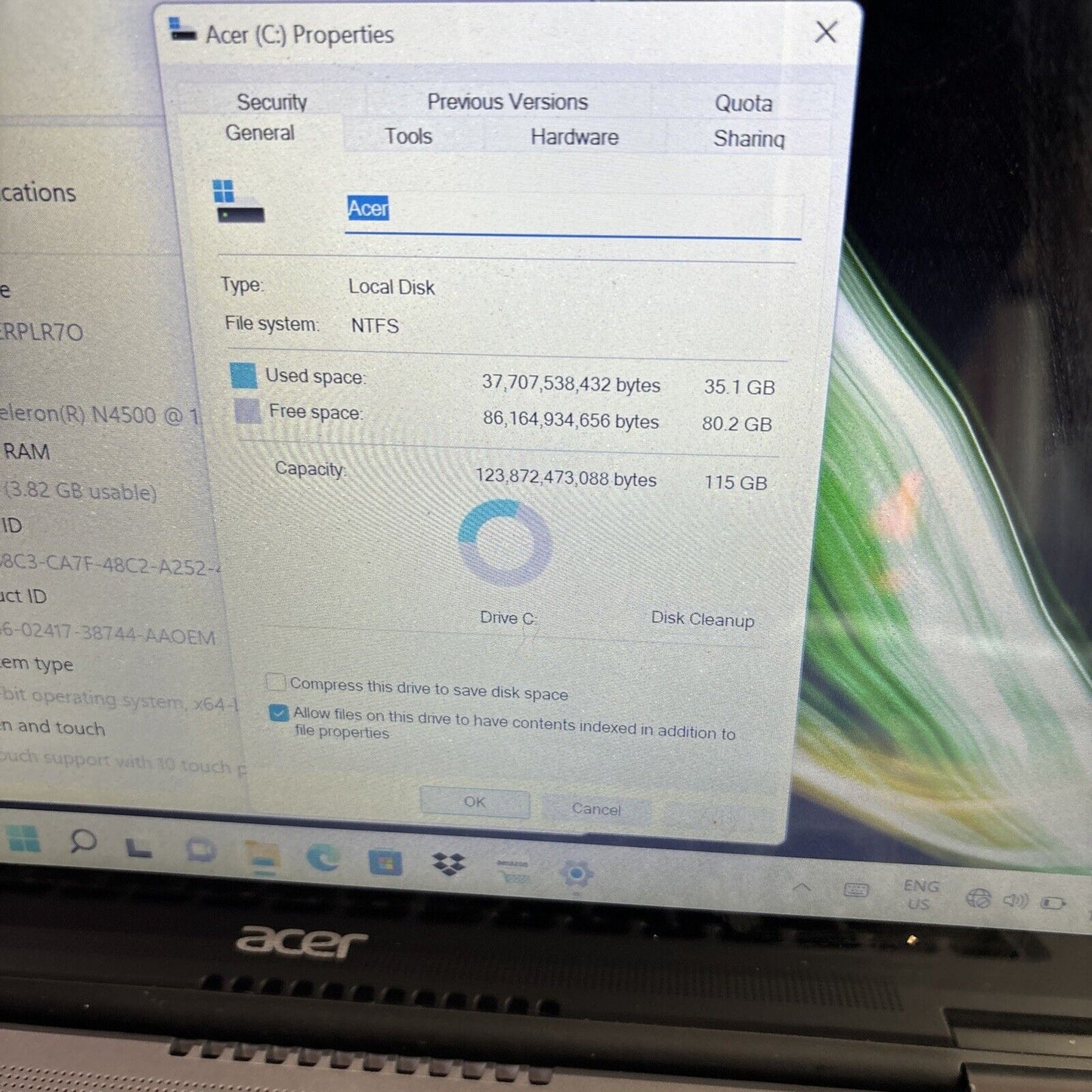 Acer Spin 1 2-in-1 Laptop SP114-31 Intel N4500 4gb RAM 128gb SSD Touchscreen