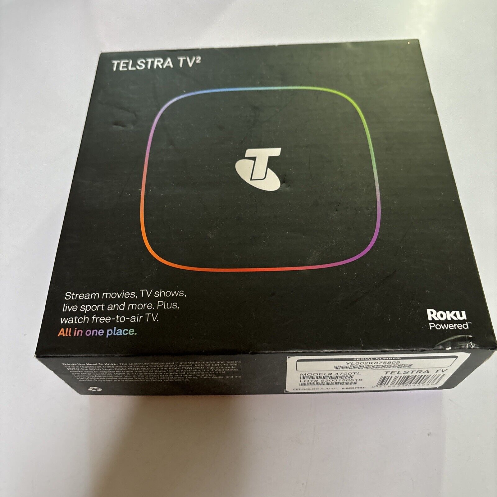 Roku Telstra TV2 4700TL 4K HDR Media Streaming Box - Black *NEW ...