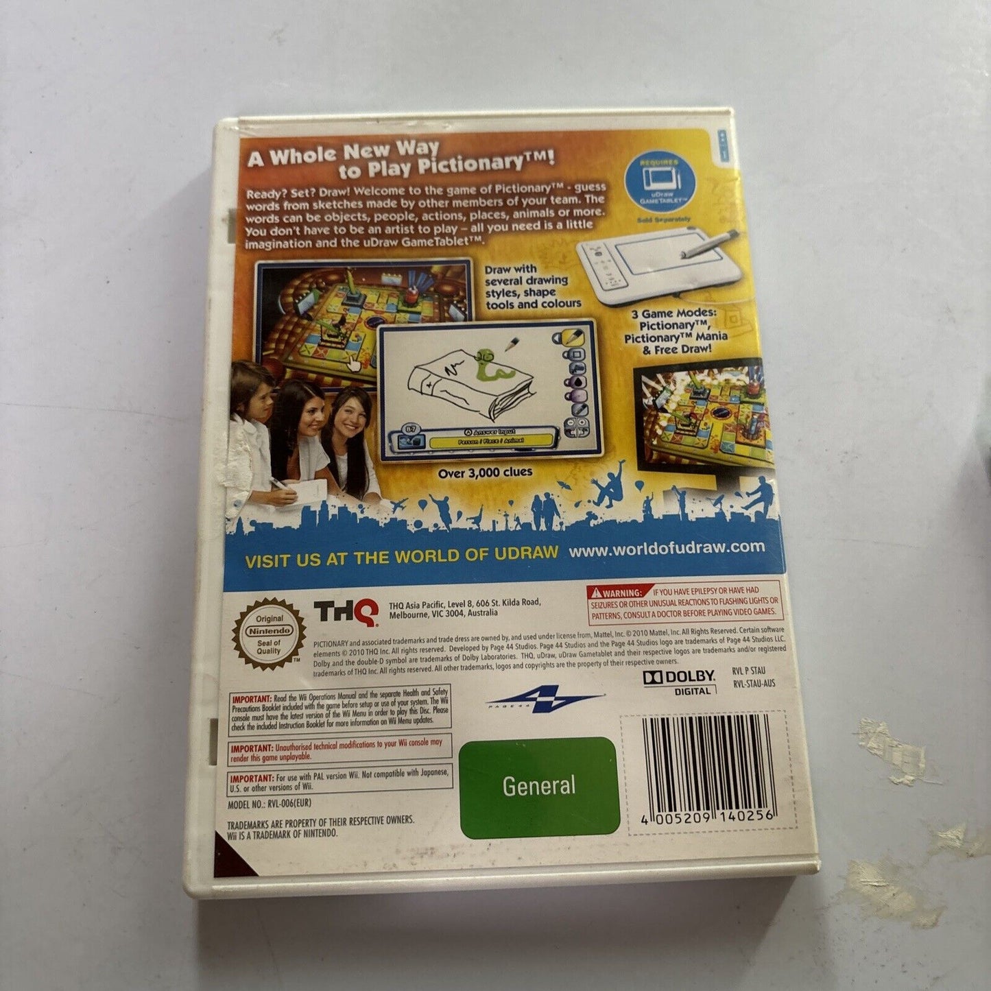 Pictionary & U Draw Game Tablet Nintendo Wii PAL