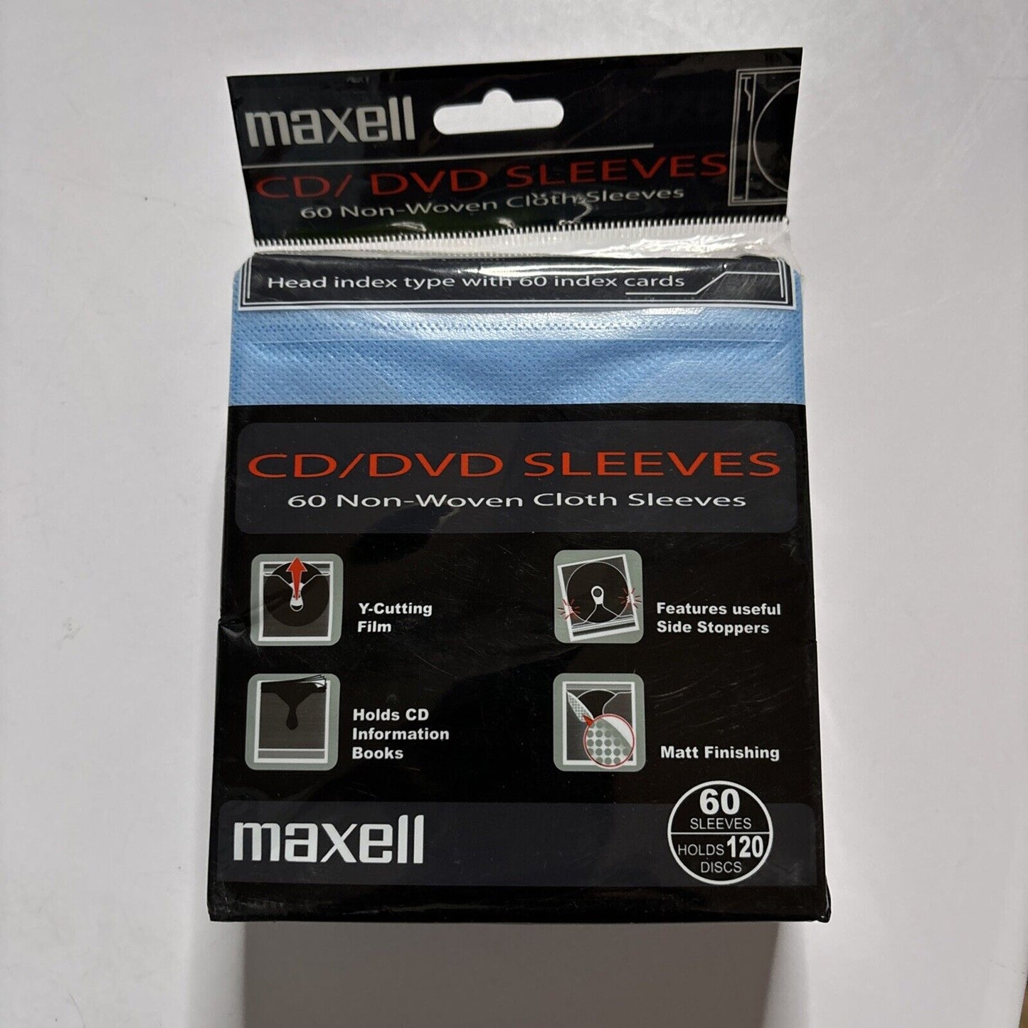Maxwell 60 Non-Woven Cloth Sleeves For CD DVD Holds 120 Discs