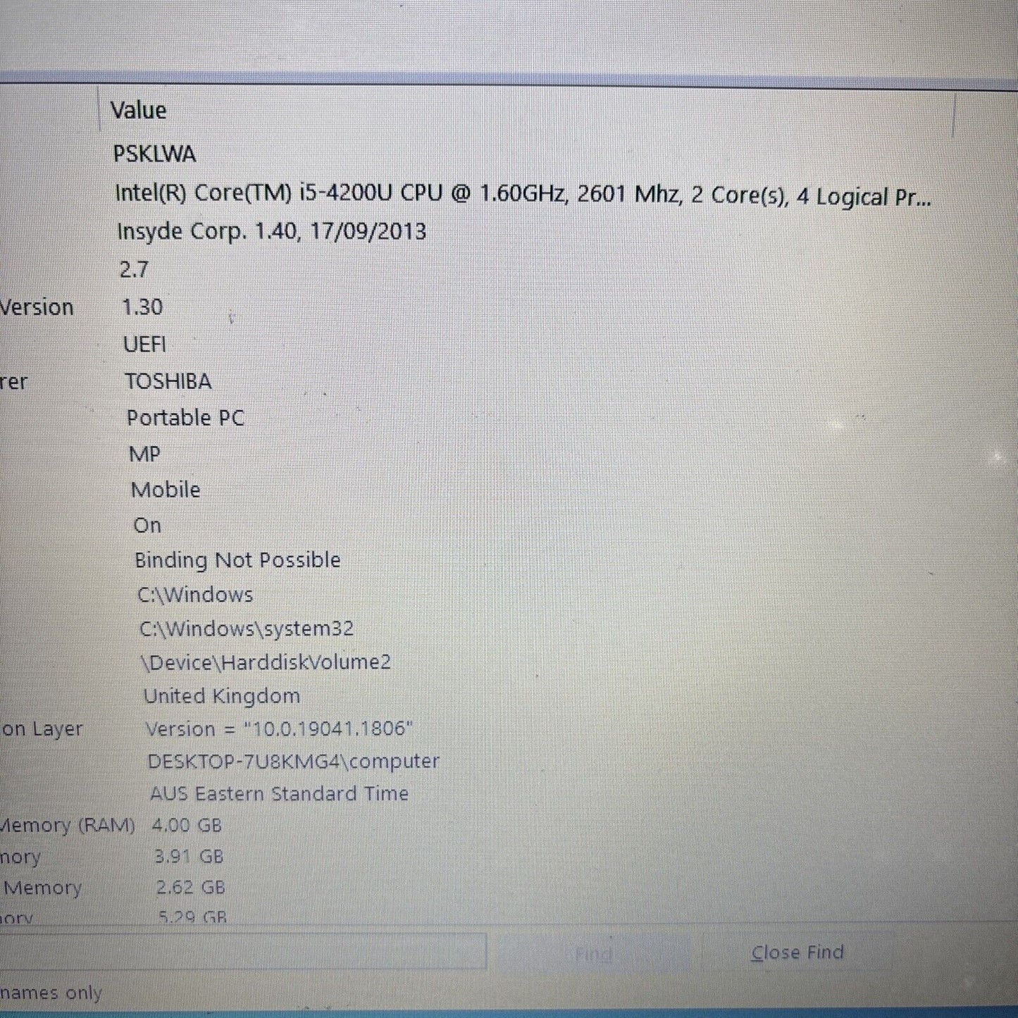 Toshiba Satellite L50-A i5-4200U 4gb RAM 700GB HDD DVD *For Parts: Dead Battery*