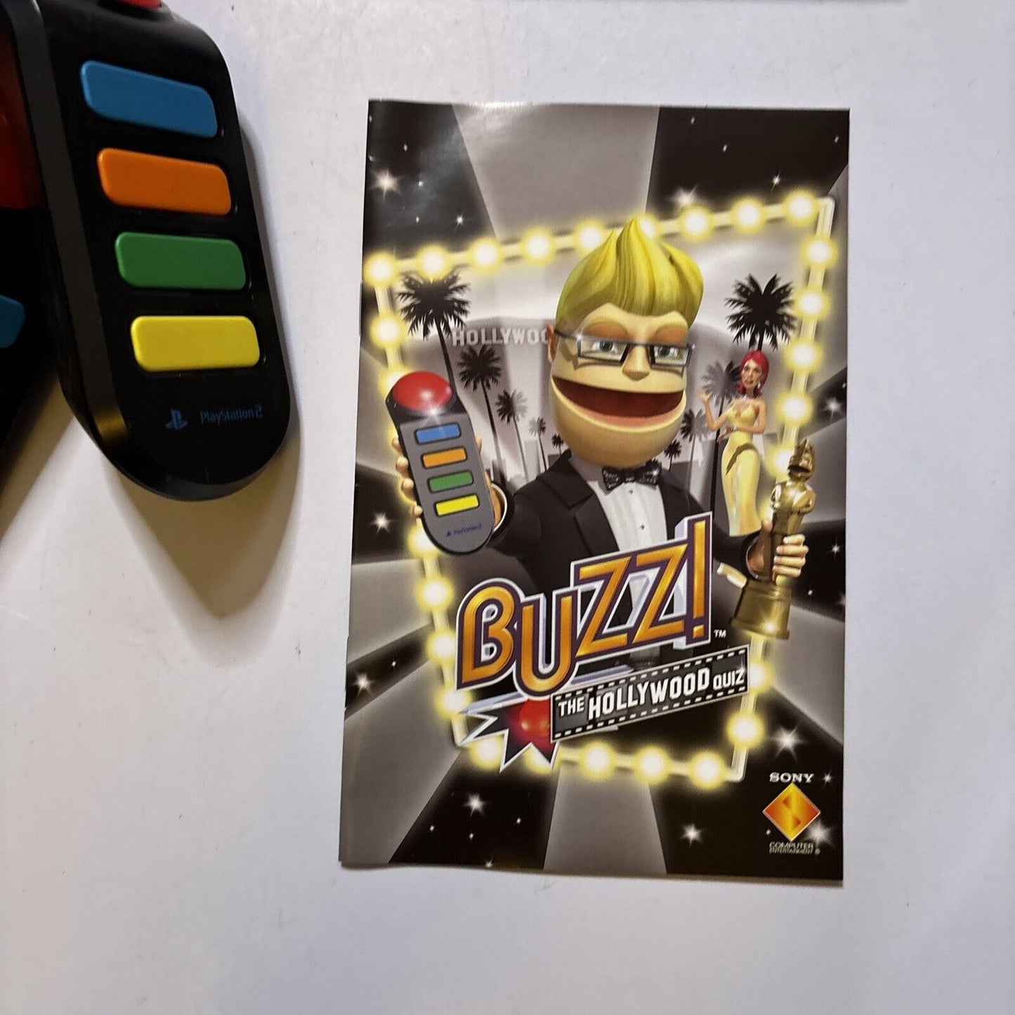 Buzz The Hollywood Quiz + Buzz Controllers Sony PS2 Manual PAL