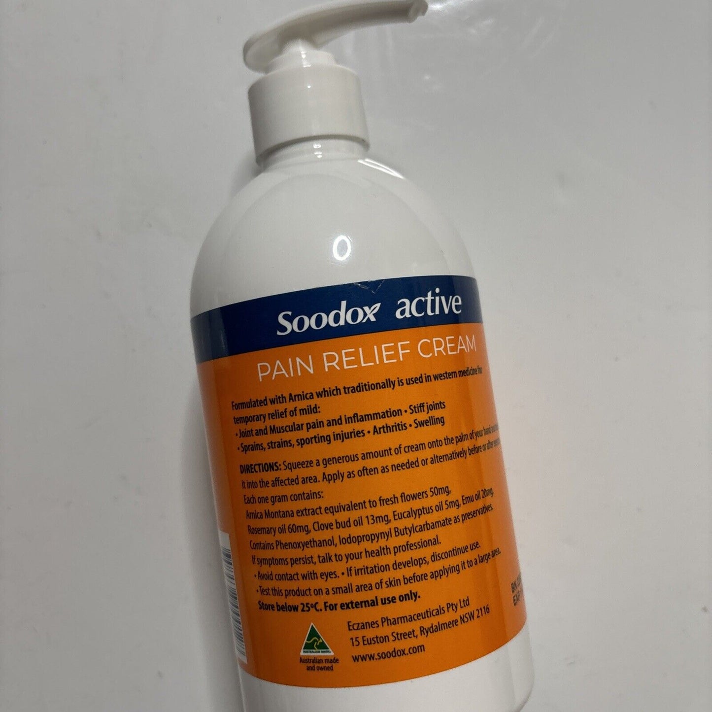 4x Soodox Active Pain Relief Cream - 100% Natural 500ml For Sensitive Skin.