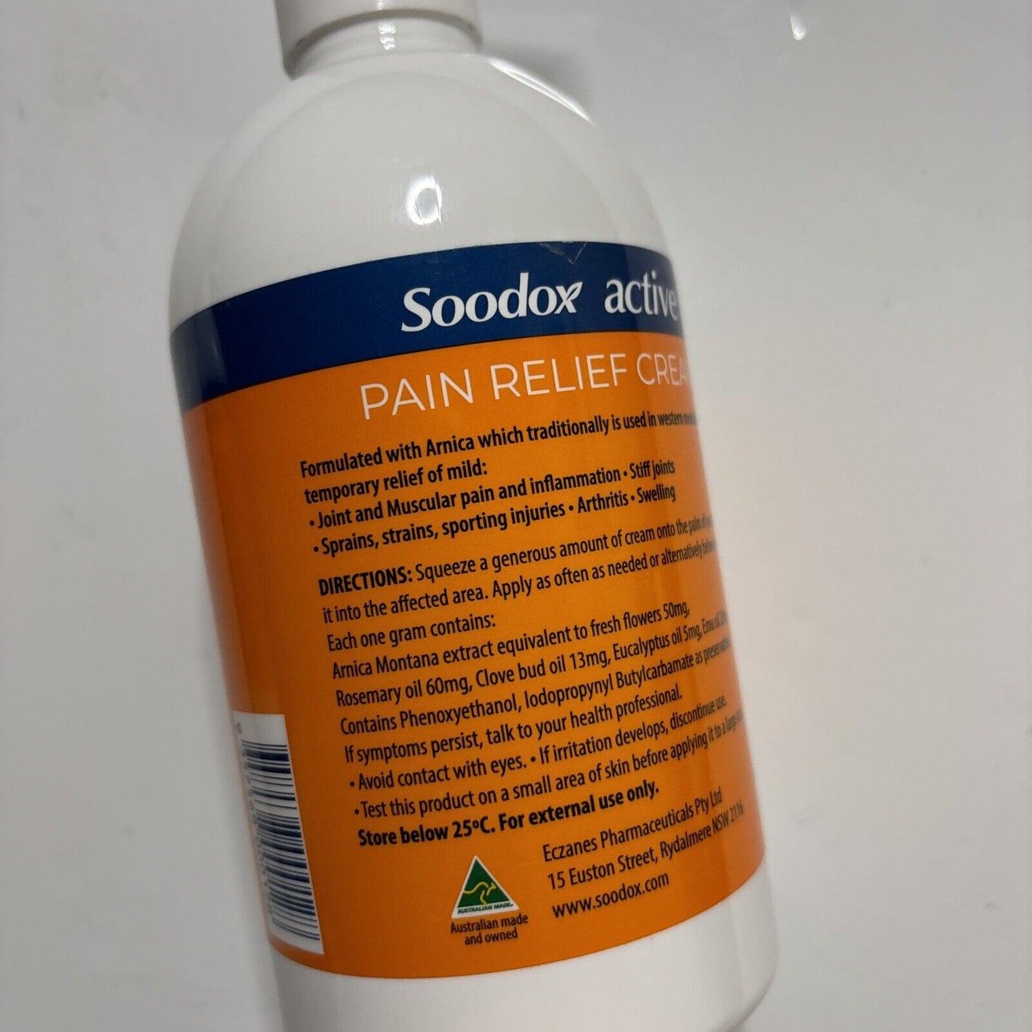 4x Soodox Active Pain Relief Cream - 100% Natural 500ml For Sensitive Skin.