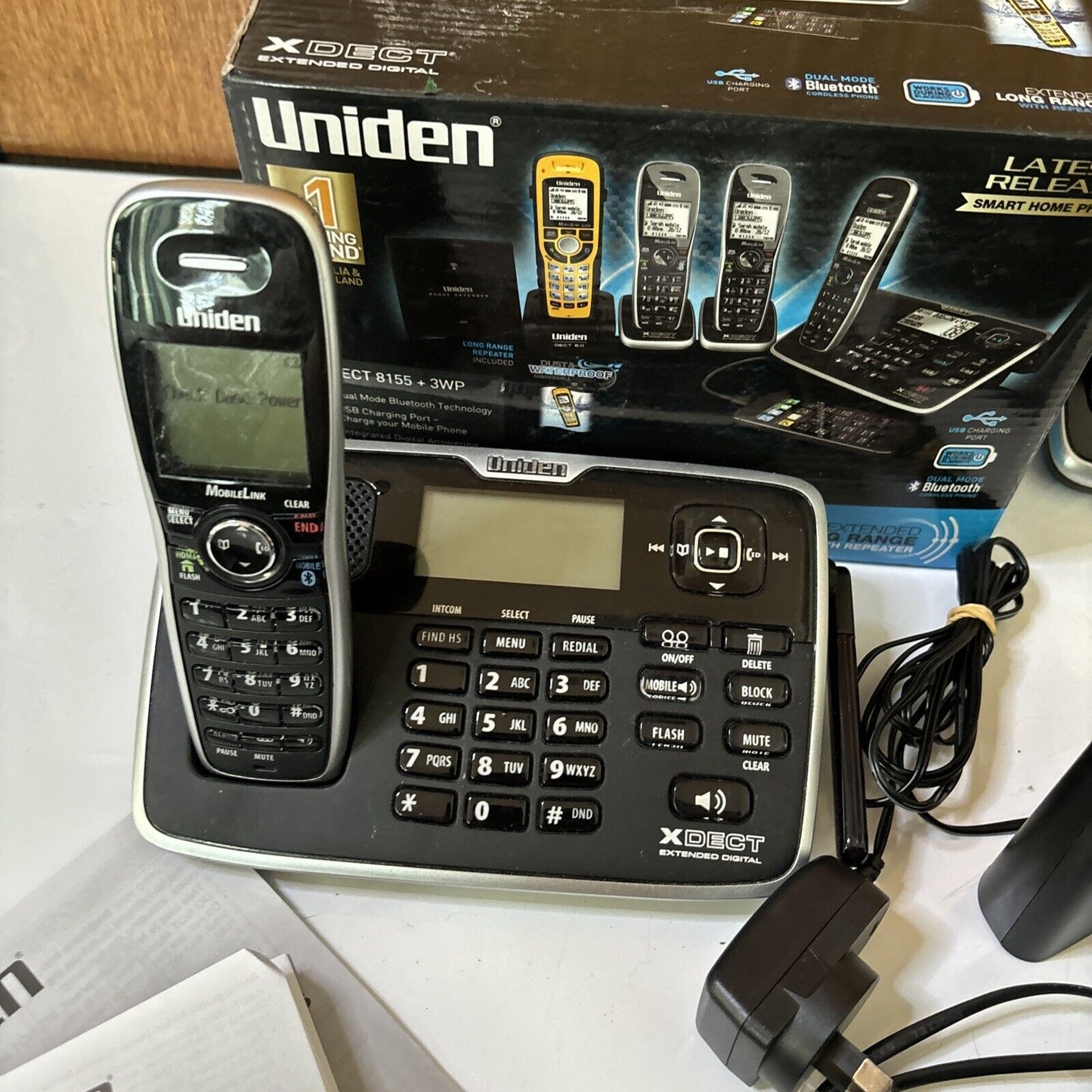 Uniden XDECT 8155 3x Handset & 1x Waterproof Handset Bluetooth Landline Phone