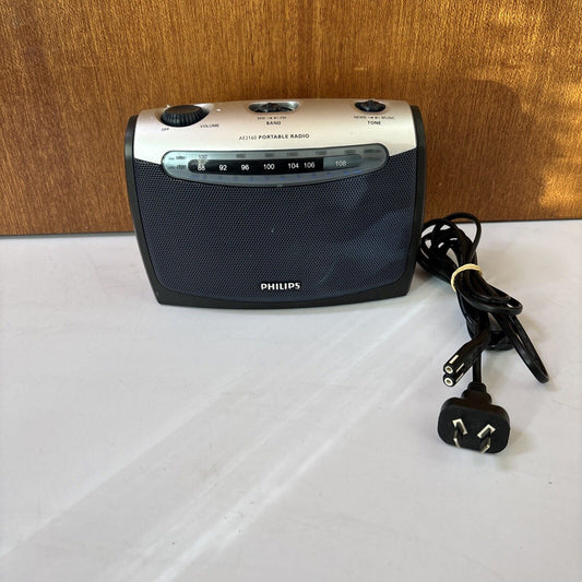 Philips AE2160 AM/FM Portable Radio - Black Battery and/or AC Power