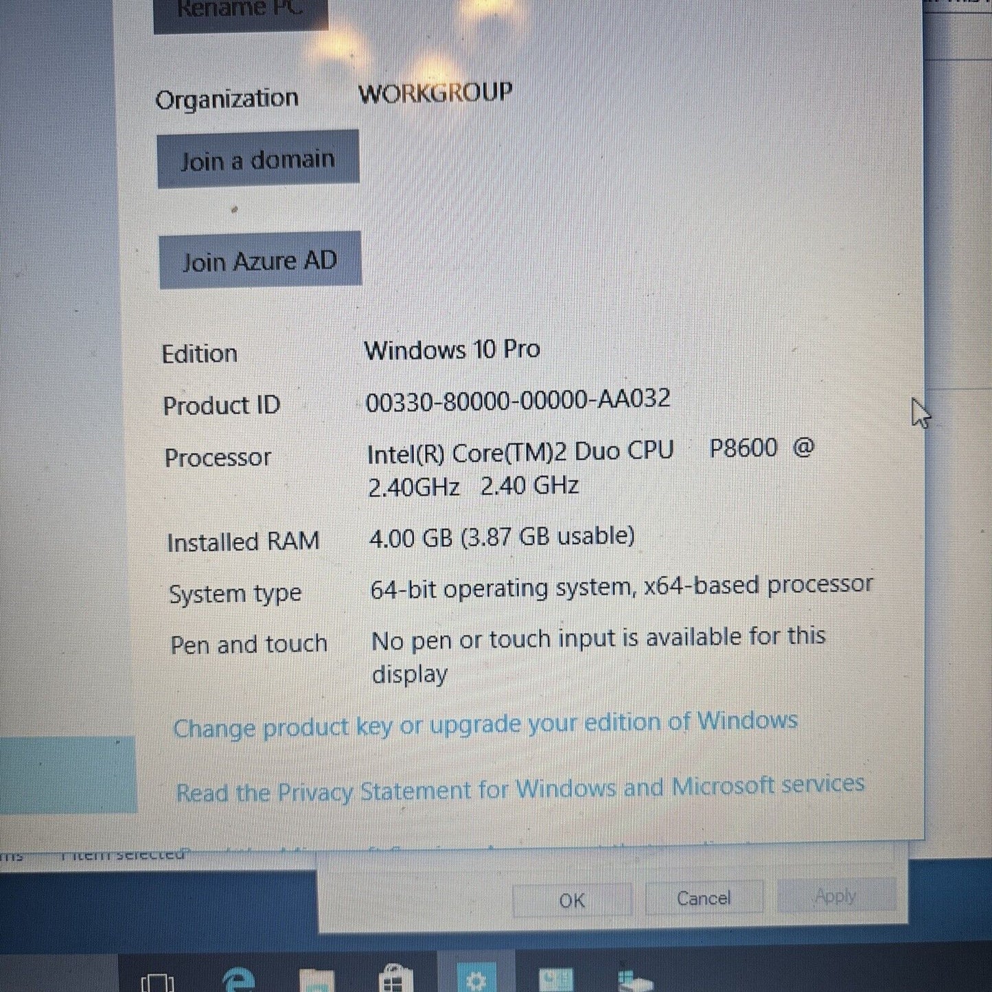 Toshiba Satellite 13" Laptop U400 Intel Core 2 Duo 400gb HDD 4GB RAM DVD Drive