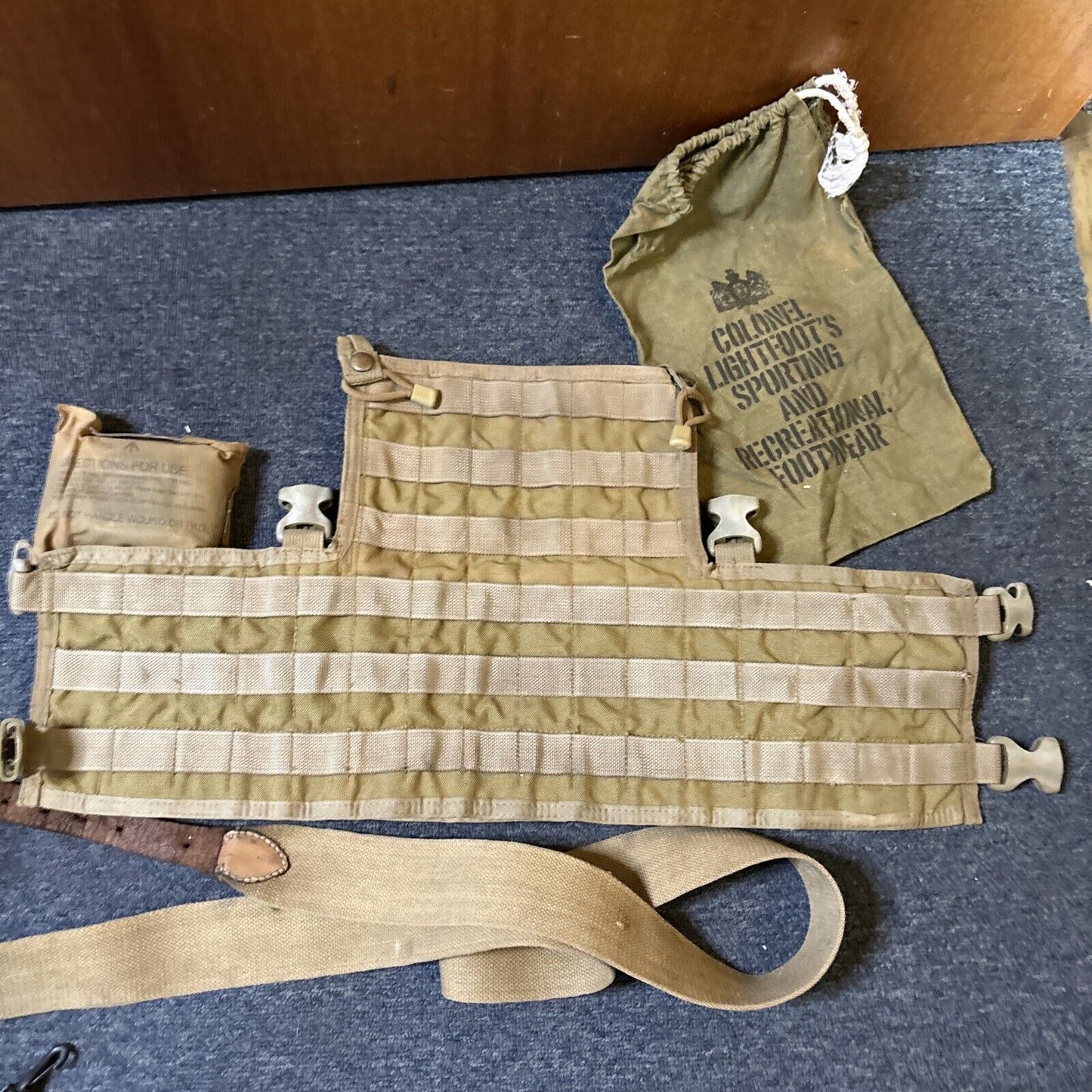 Australian Army Vest, Water Carrier, Bottle, Dressing Wound, Belt