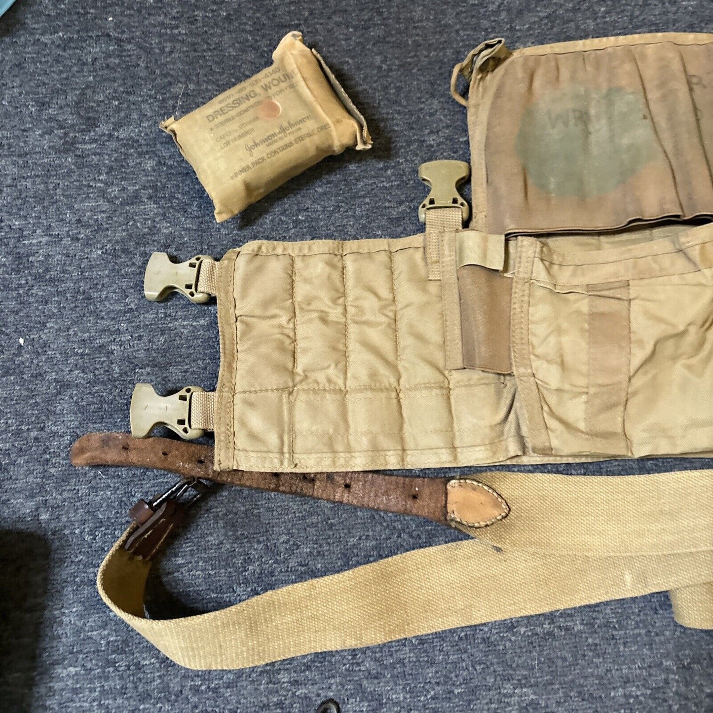 Australian Army Vest, Water Carrier, Bottle, Dressing Wound, Belt