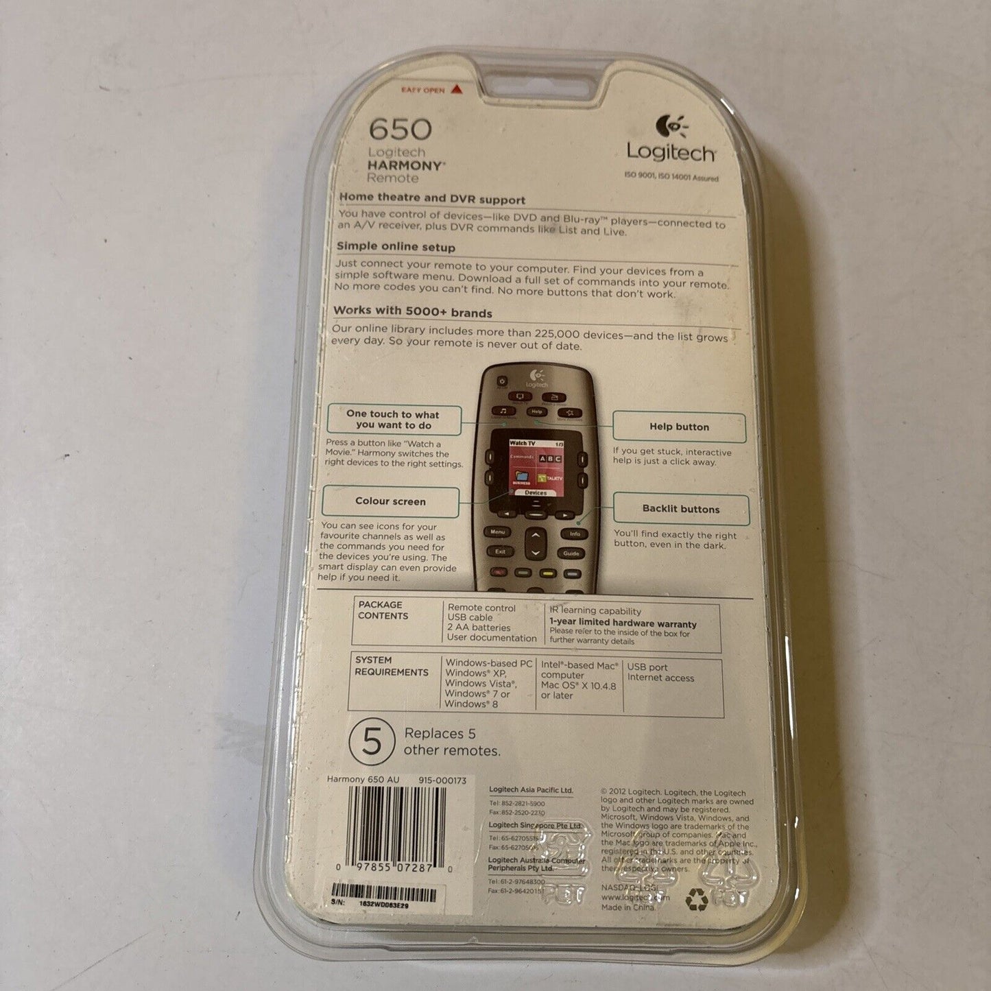 Logitech Harmony 650 Universal Remote Control - Grey (915-000173)