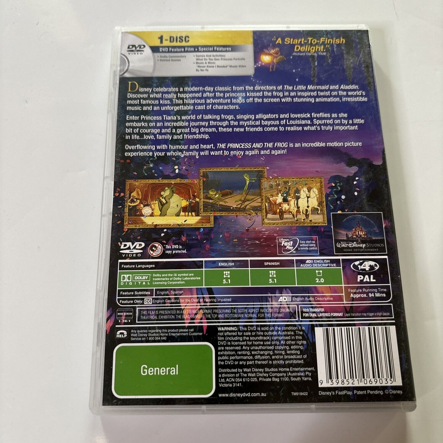 The Princess and the Frog (DVD, 2009)  Disney Region 4