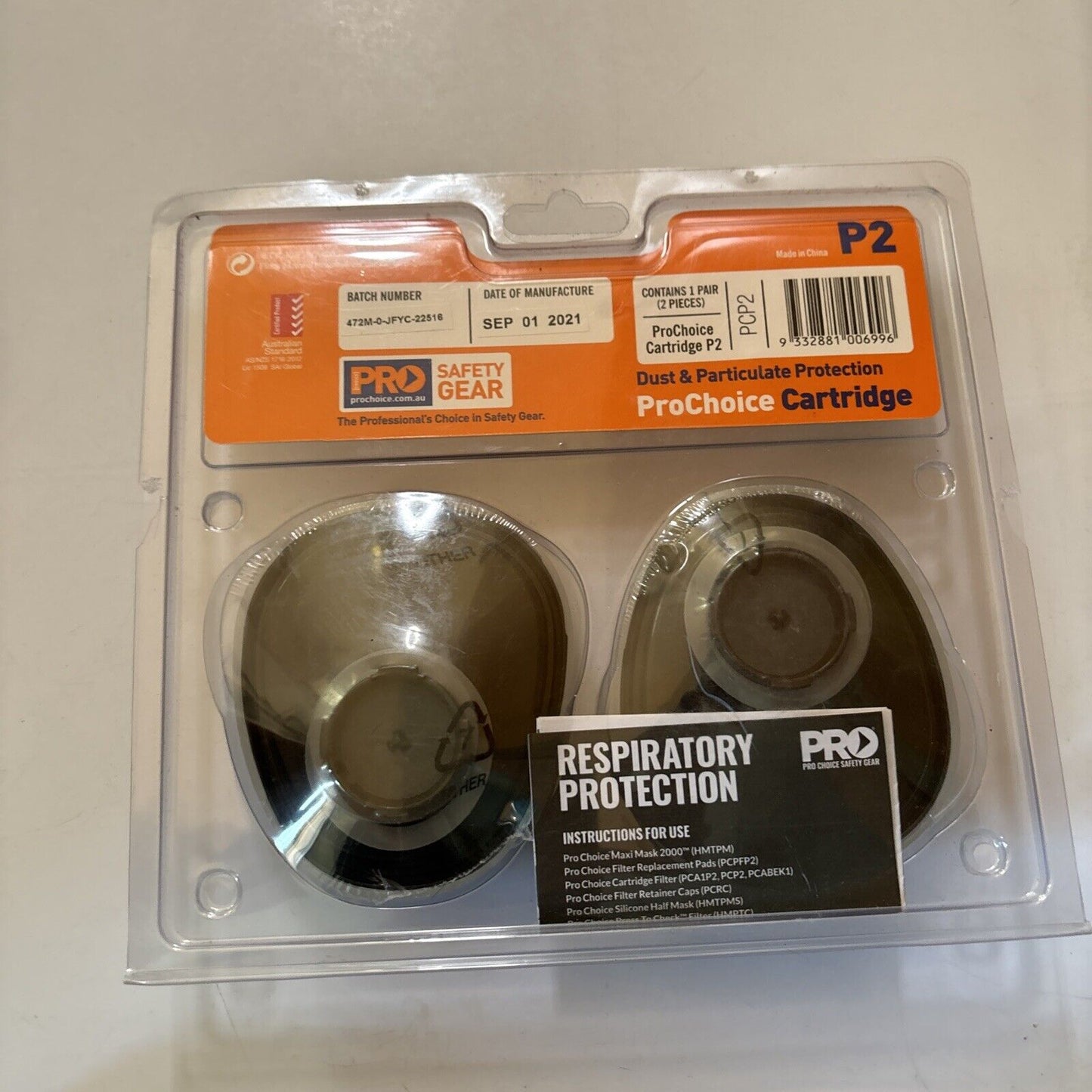 ProChoice P2 Replacement Cartridge for HMTPM Half Mask - PCP2 - Pair